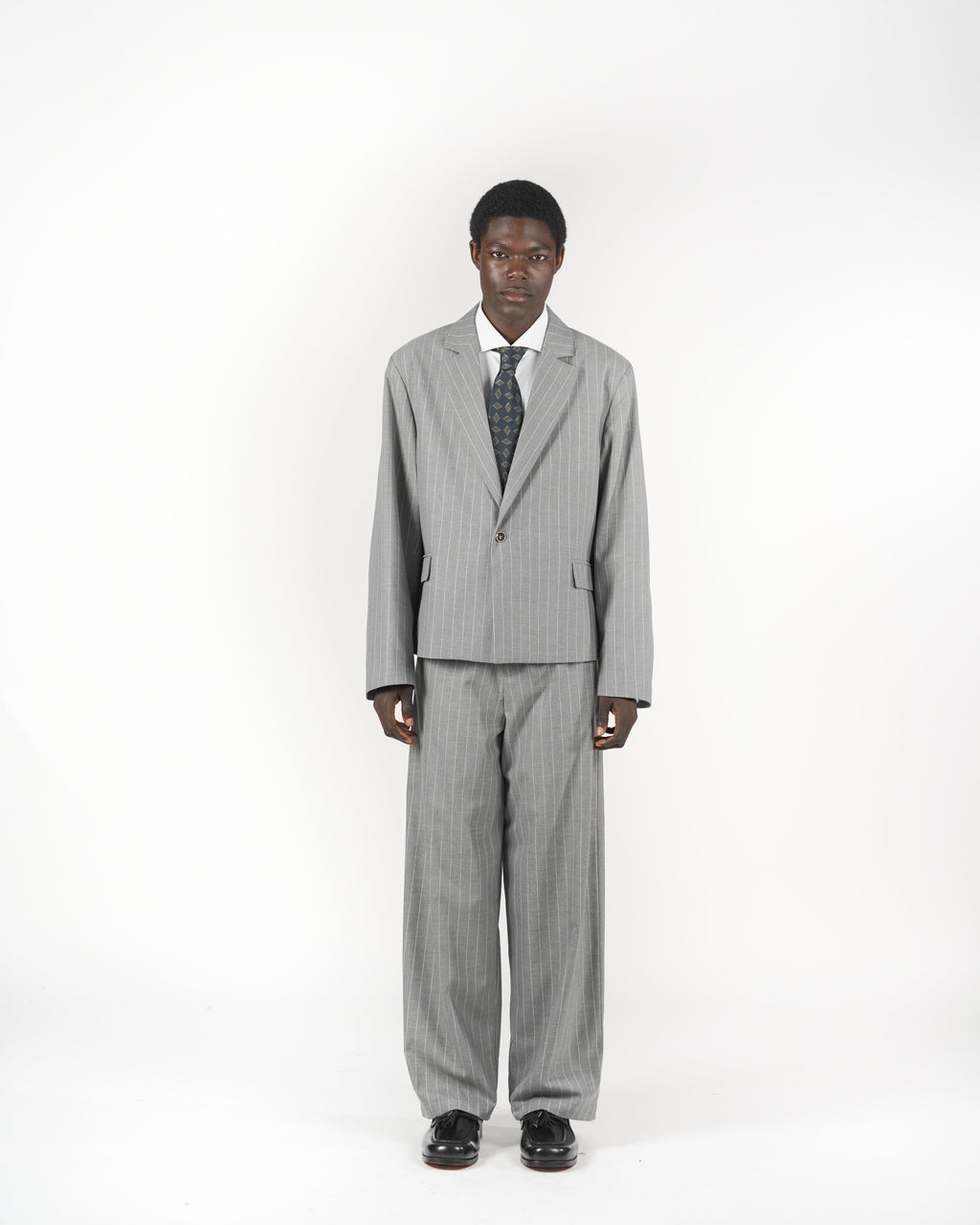 Pantalone baggy sartoriale gessato grigio