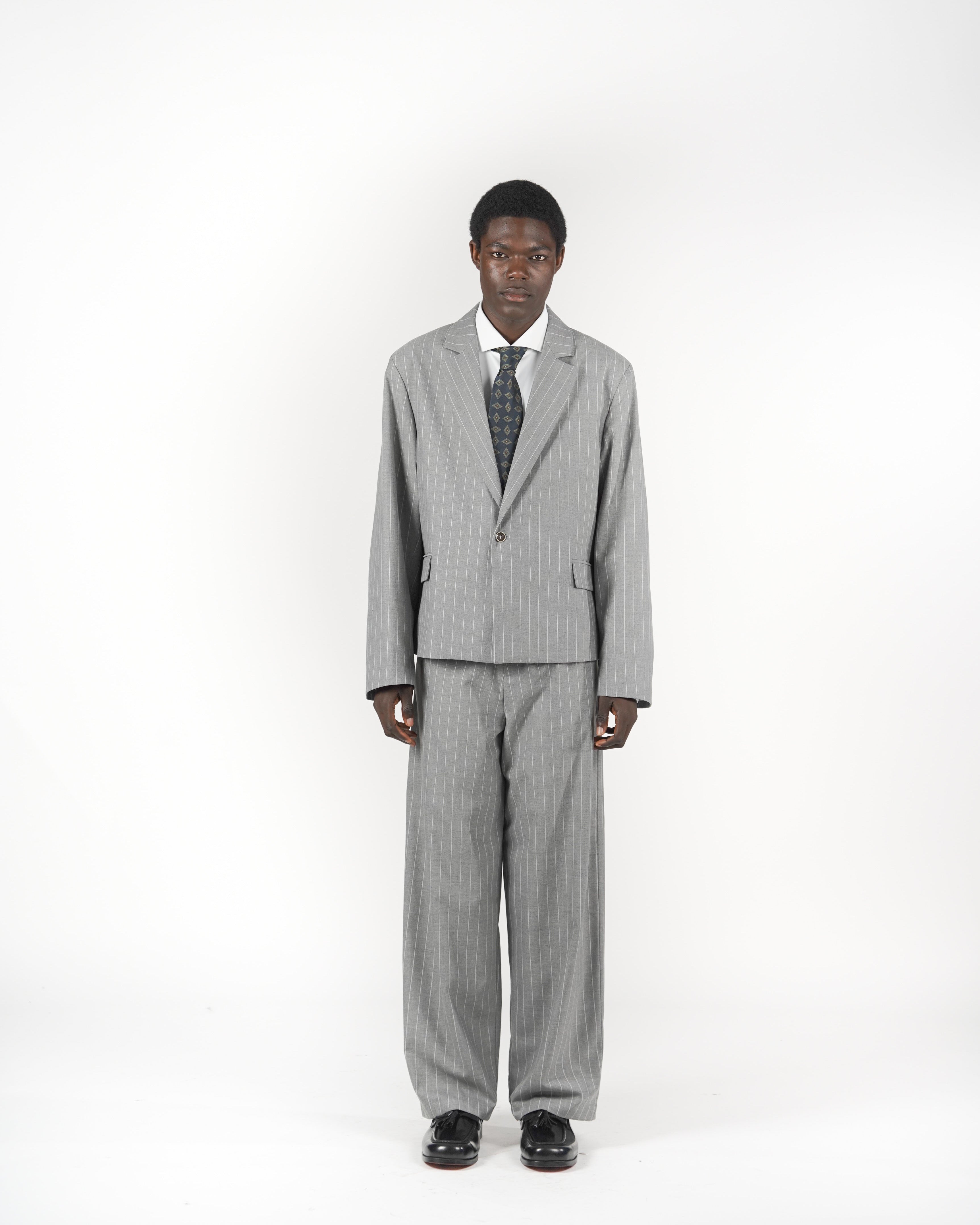 Pantalone baggy sartoriale gessato grigio