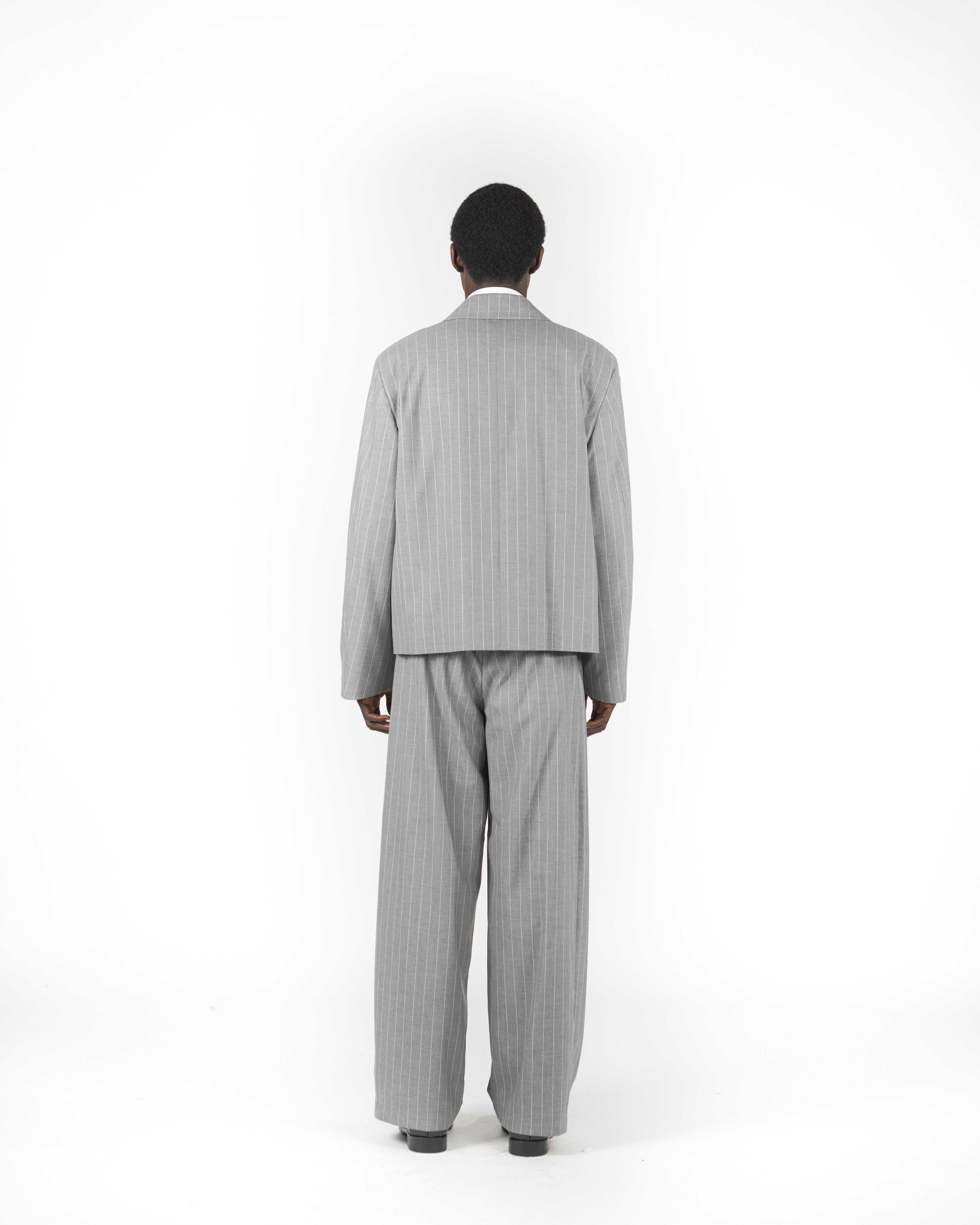 Pantalone baggy sartoriale gessato grigio