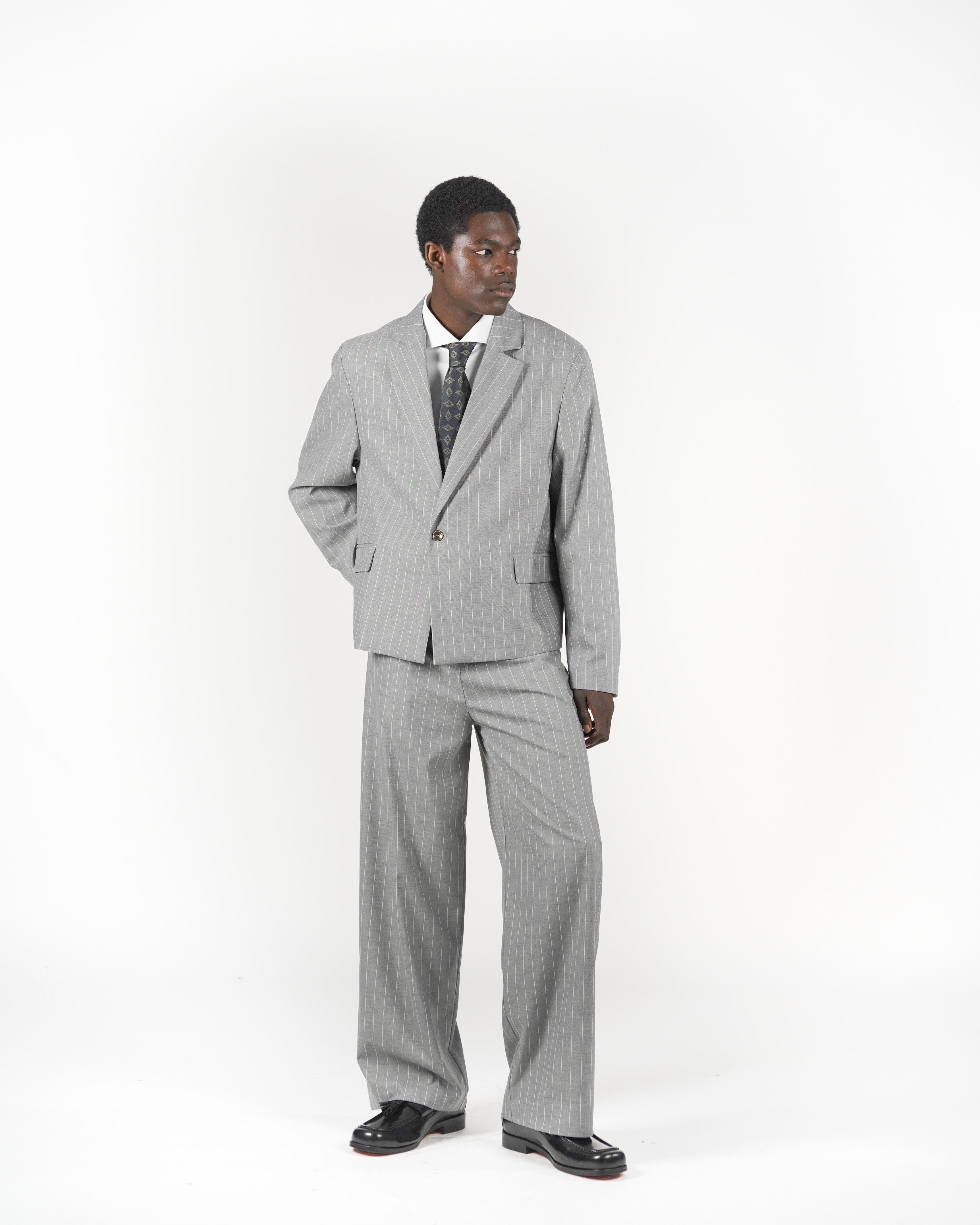 Pantalone baggy sartoriale gessato grigio