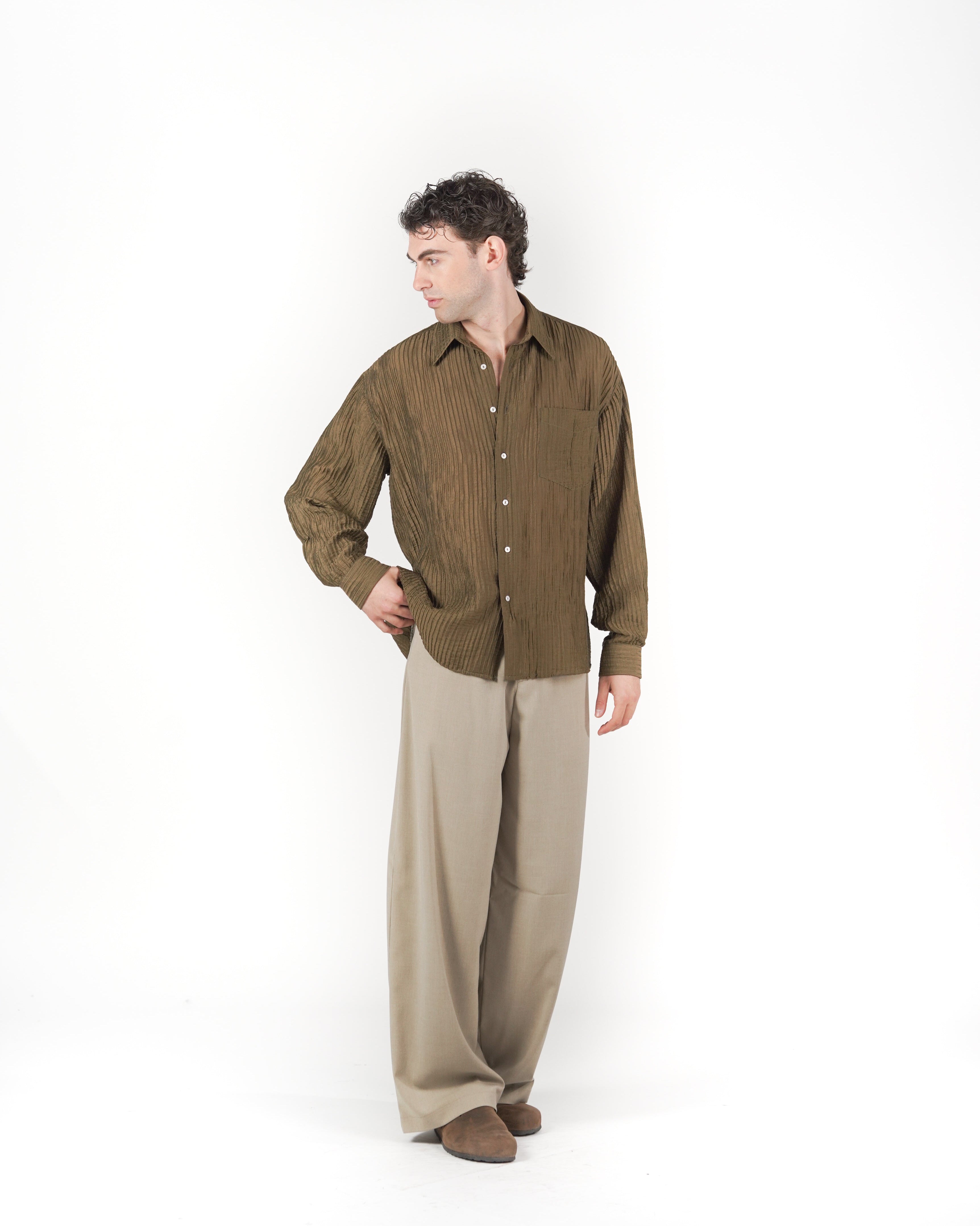 Pantalone baggy beige