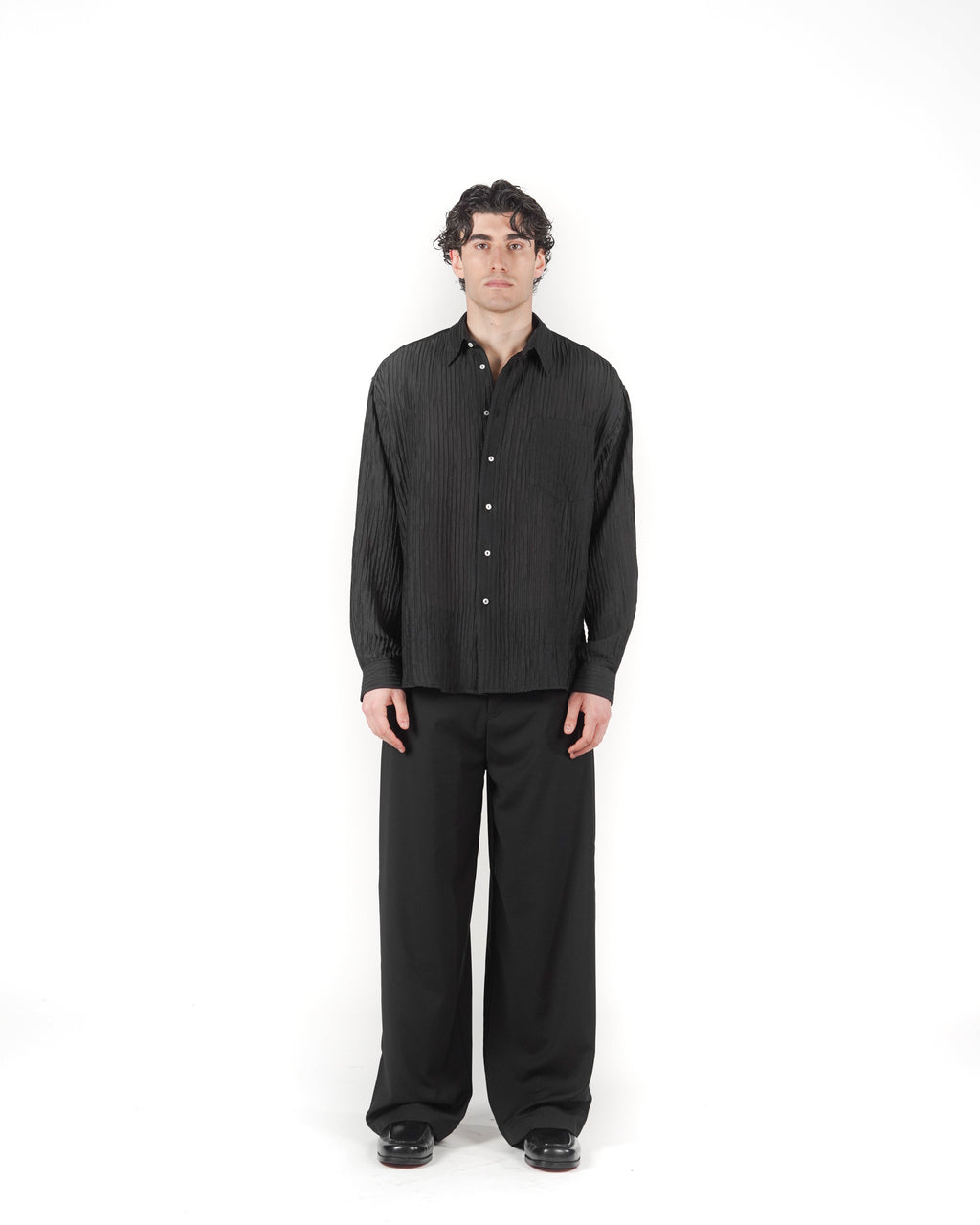 Camicia plissè nera