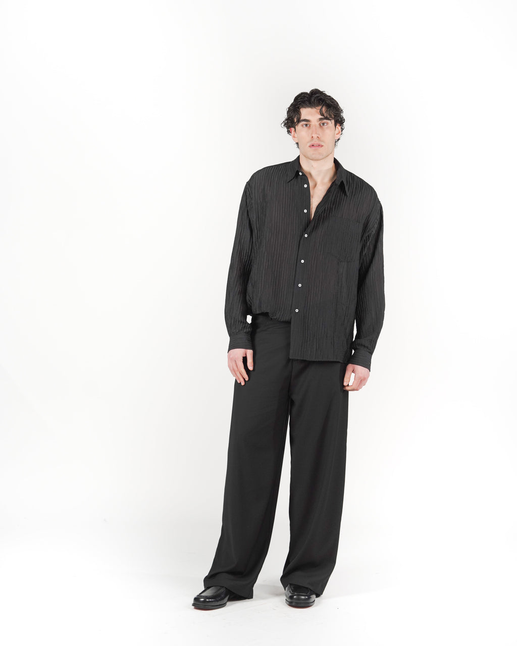 Camicia plissè nera