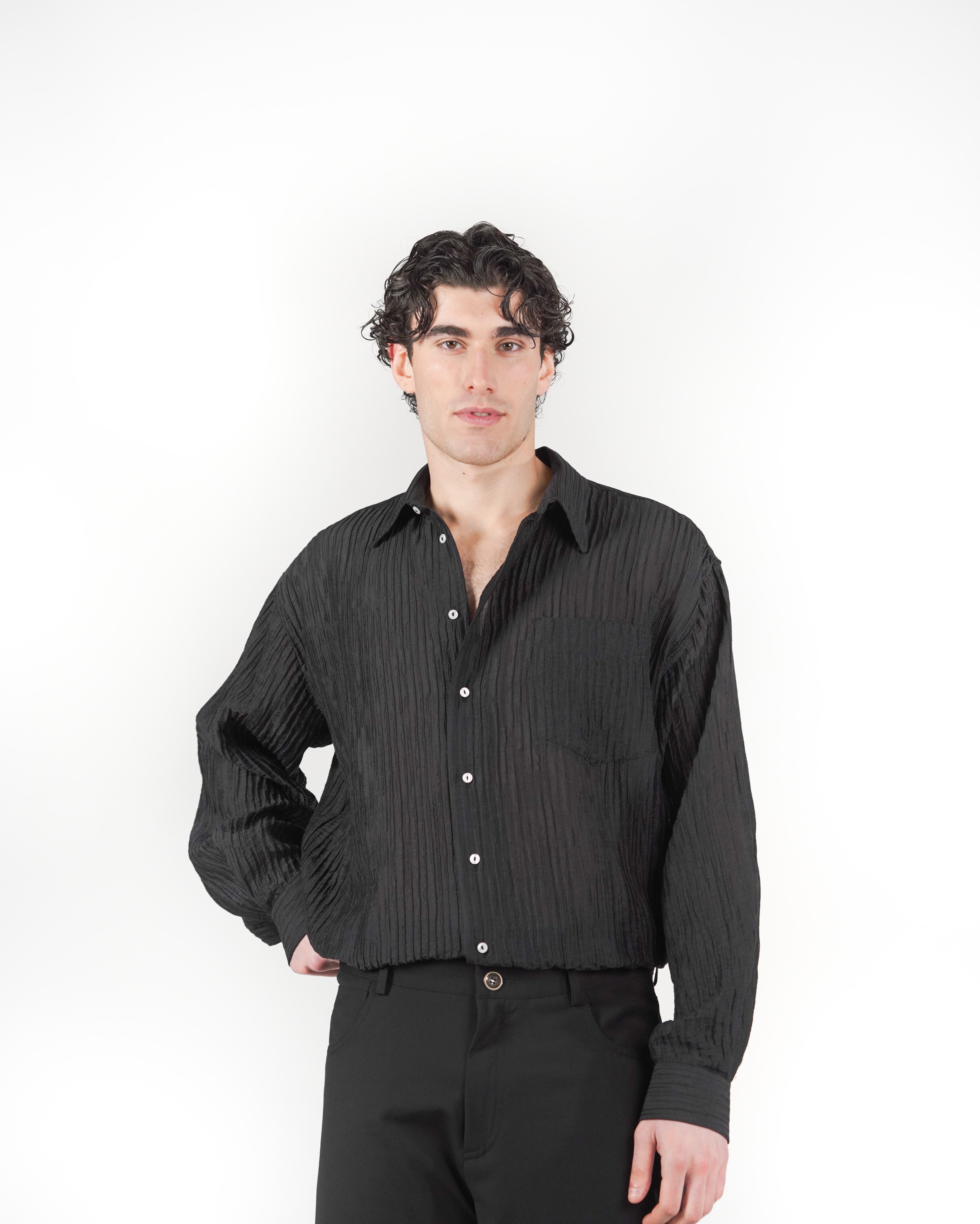 Camicia plissè nera