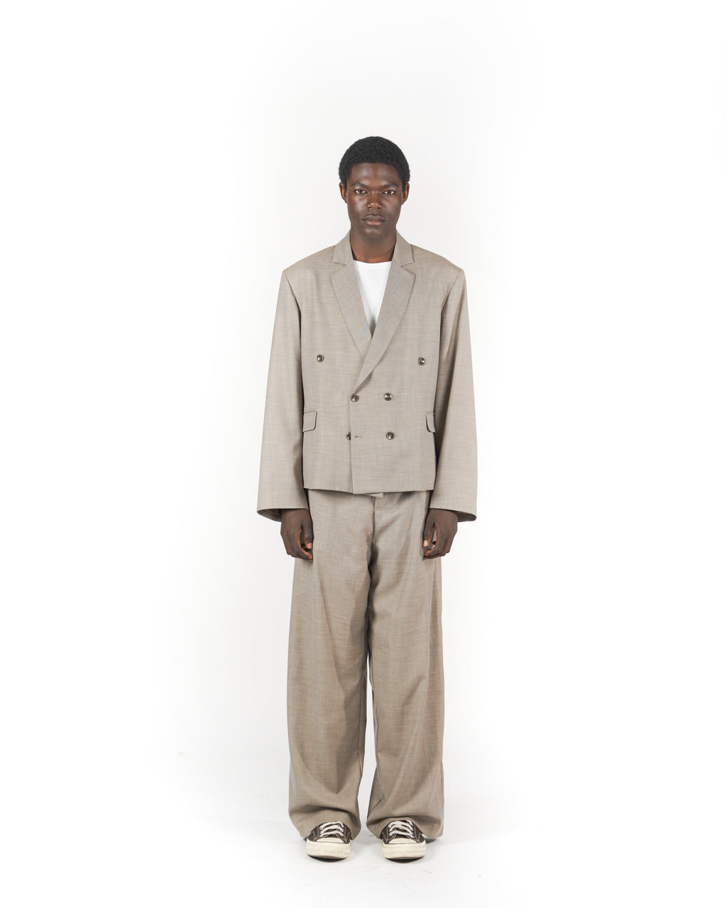 Pantalone baggy melange beige