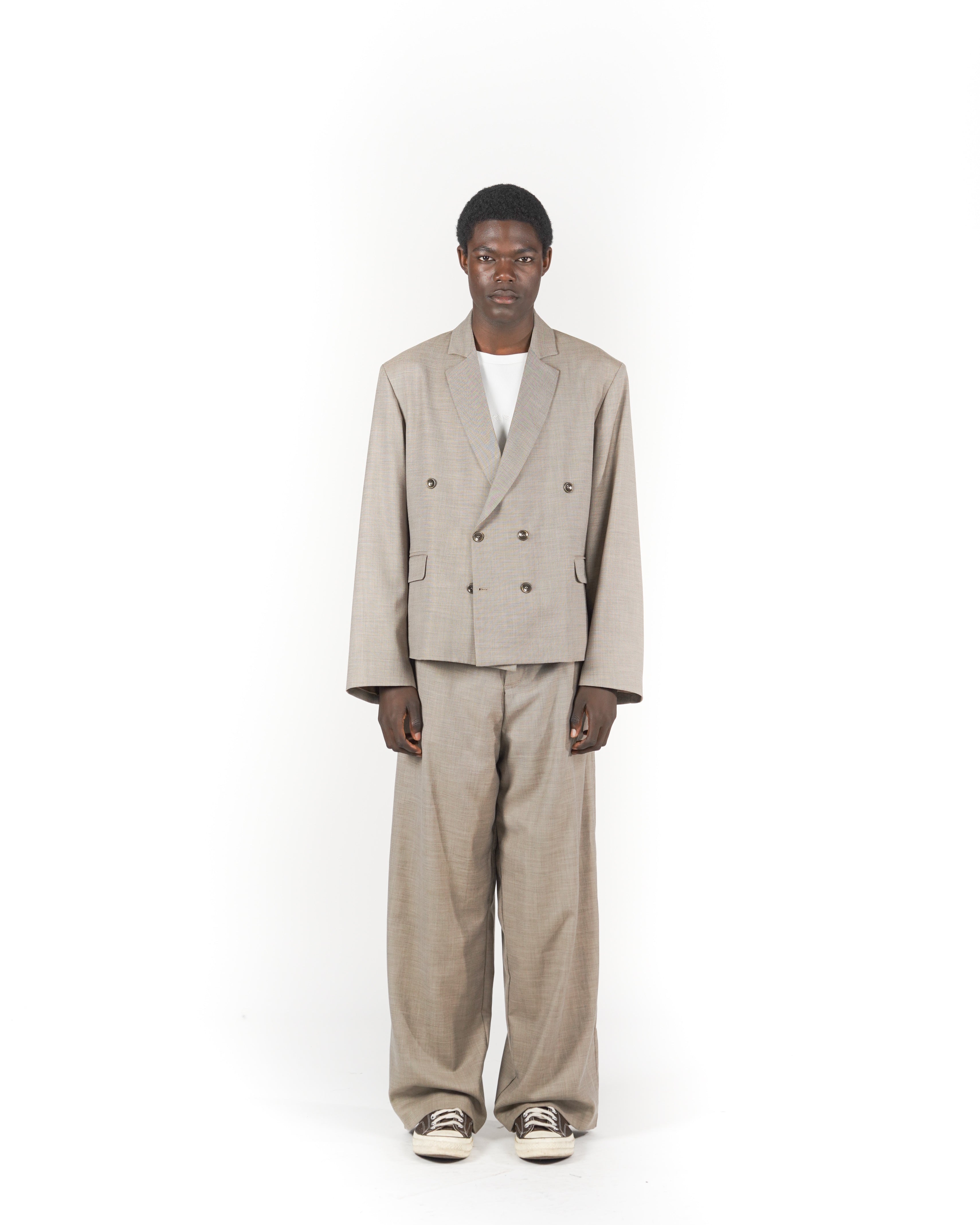 Pantalone baggy melange beige