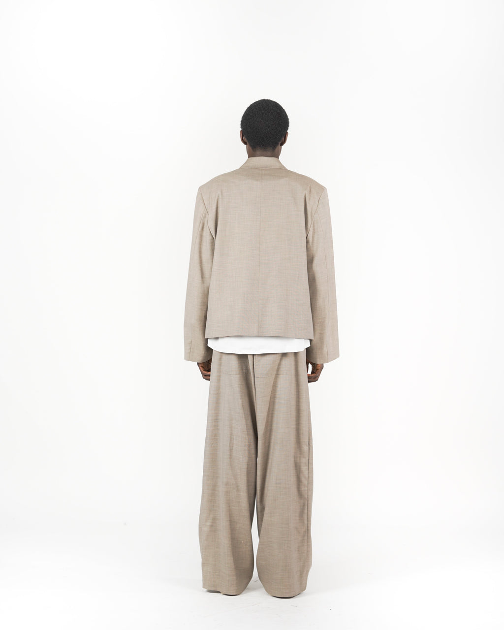 Giacca doppiopetto crop melange beige