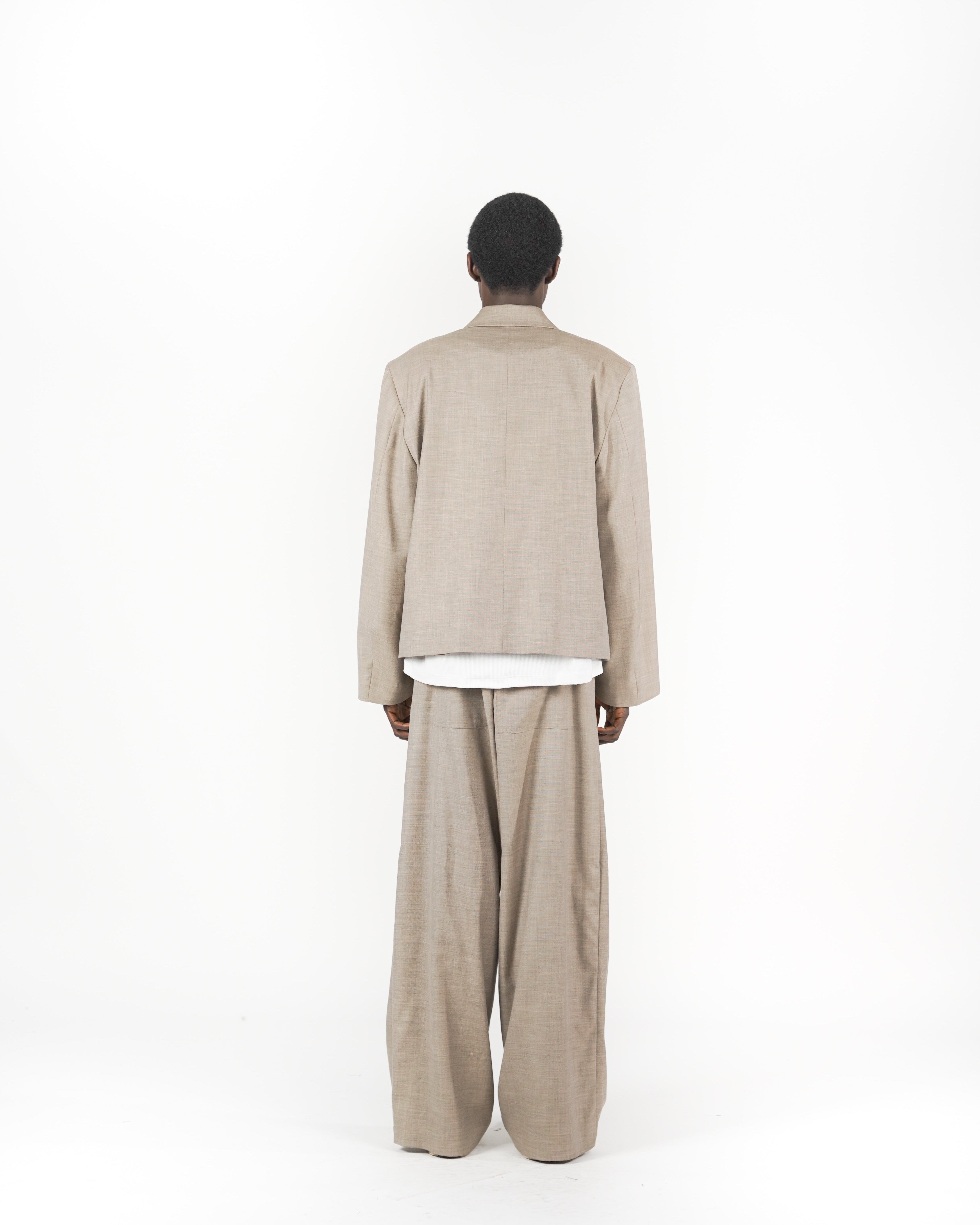Giacca doppiopetto crop melange beige