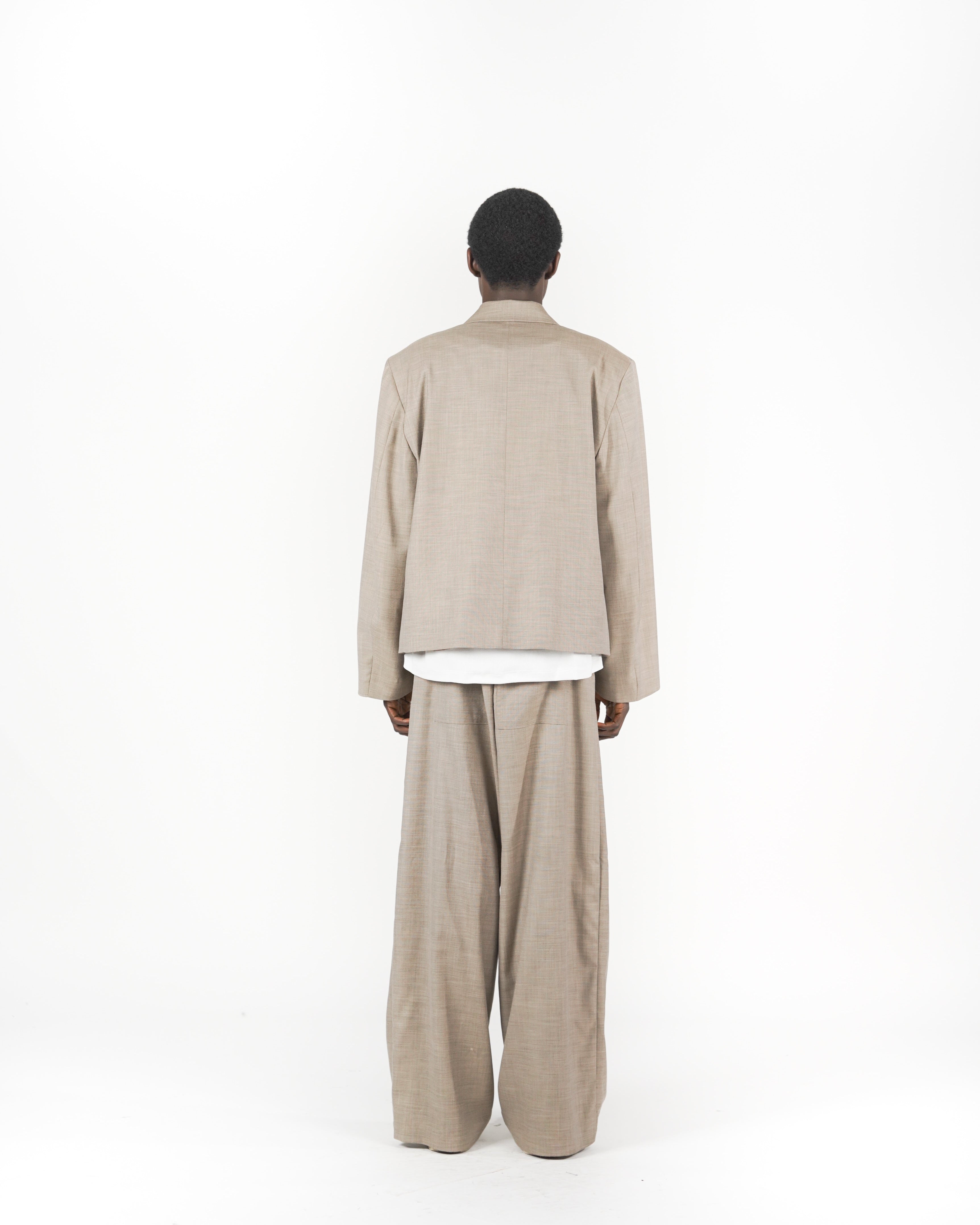 Pantalone baggy melange beige
