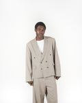Giacca doppiopetto crop melange beige