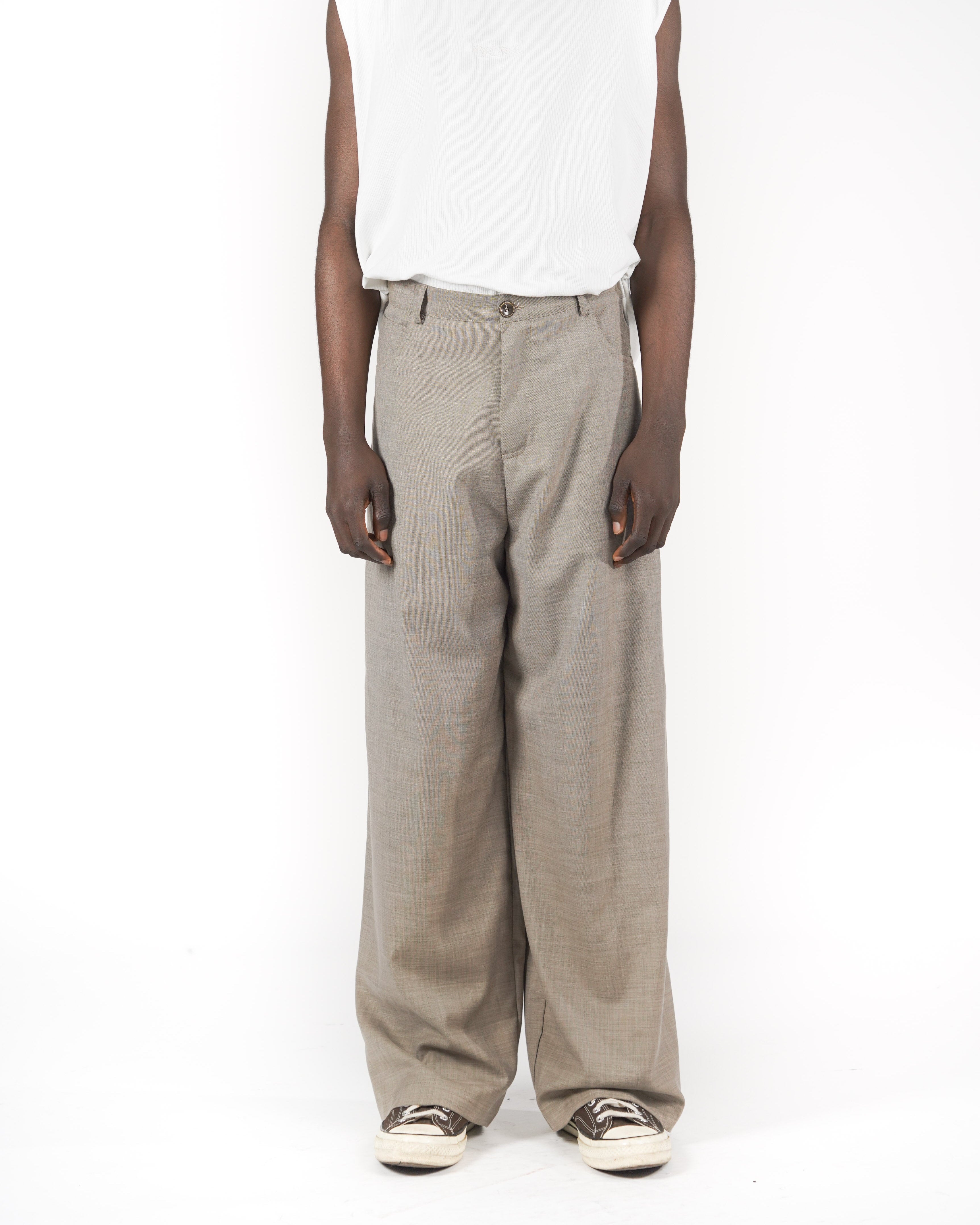 Pantalone baggy melange beige