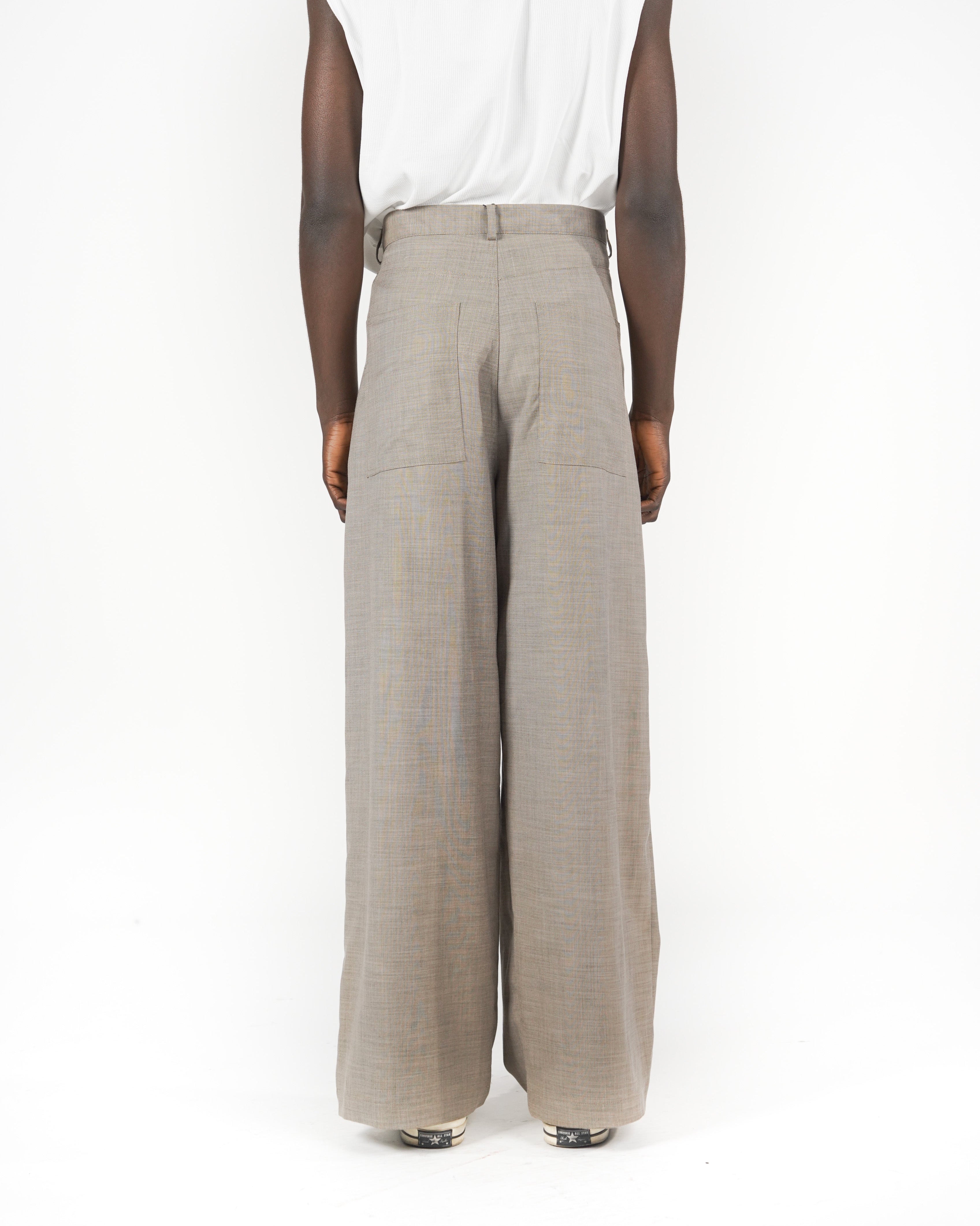 Pantalone baggy melange beige