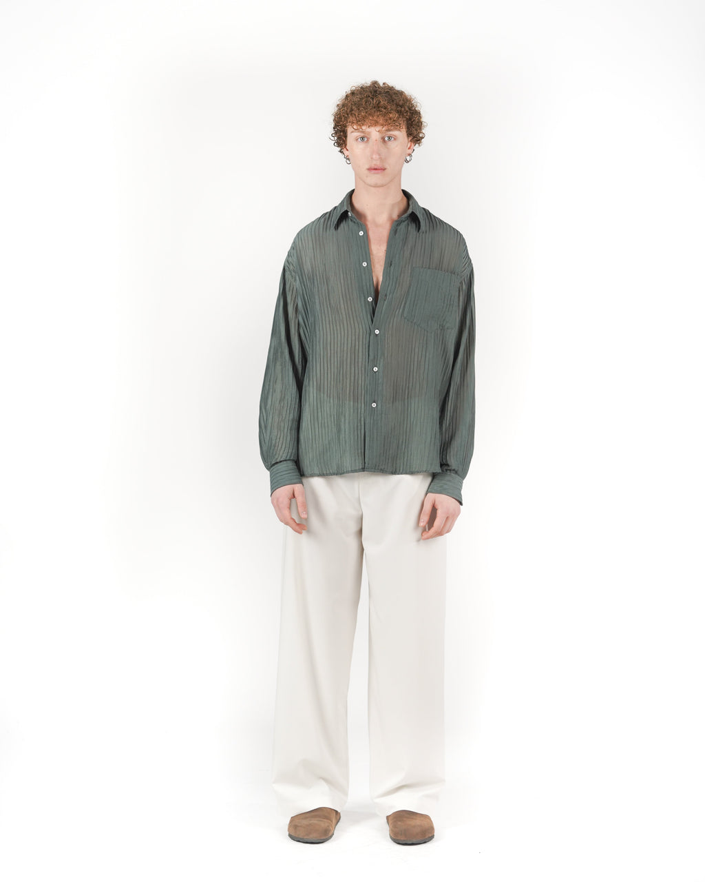 Camicia plissè verde