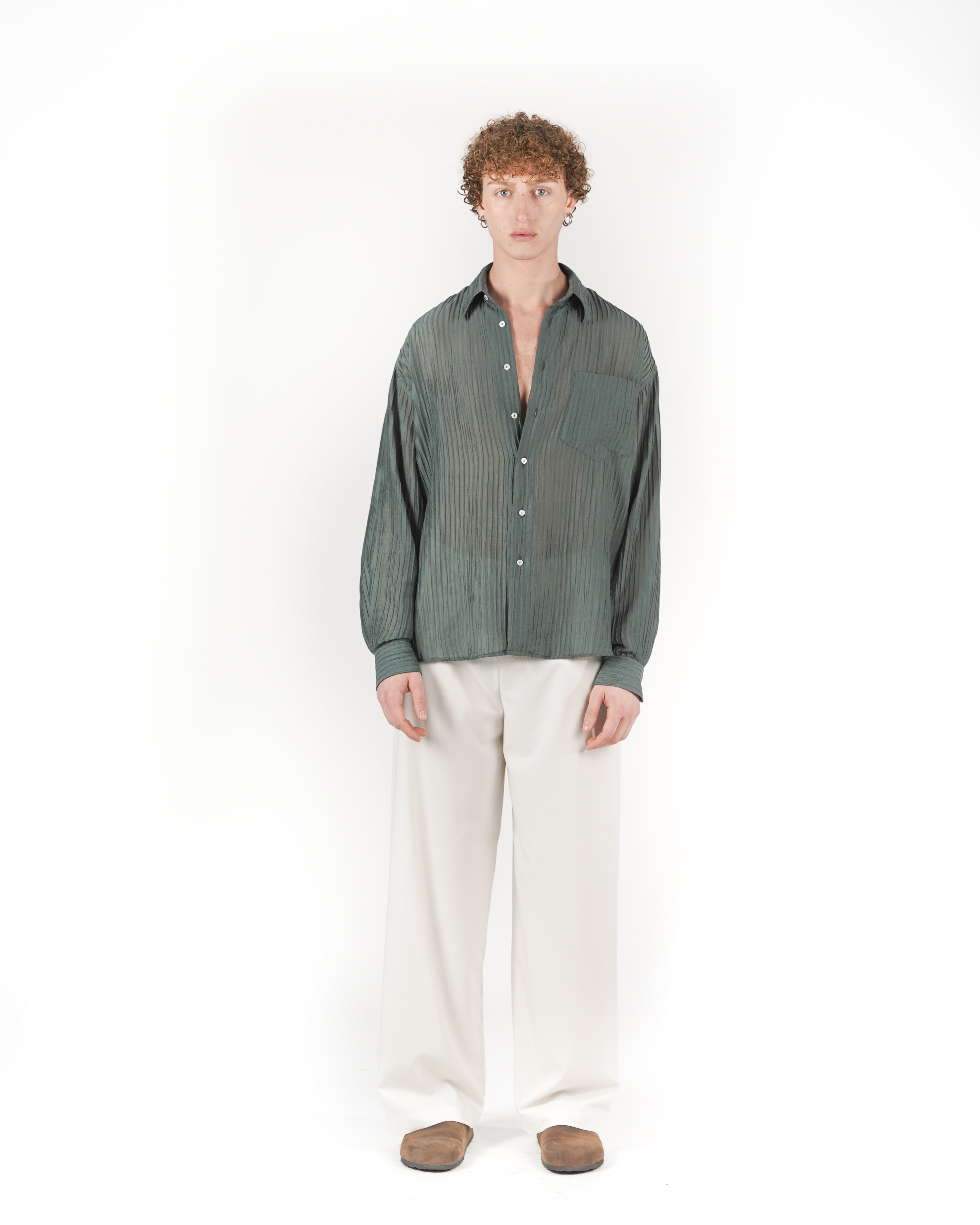 Camicia plissè verde