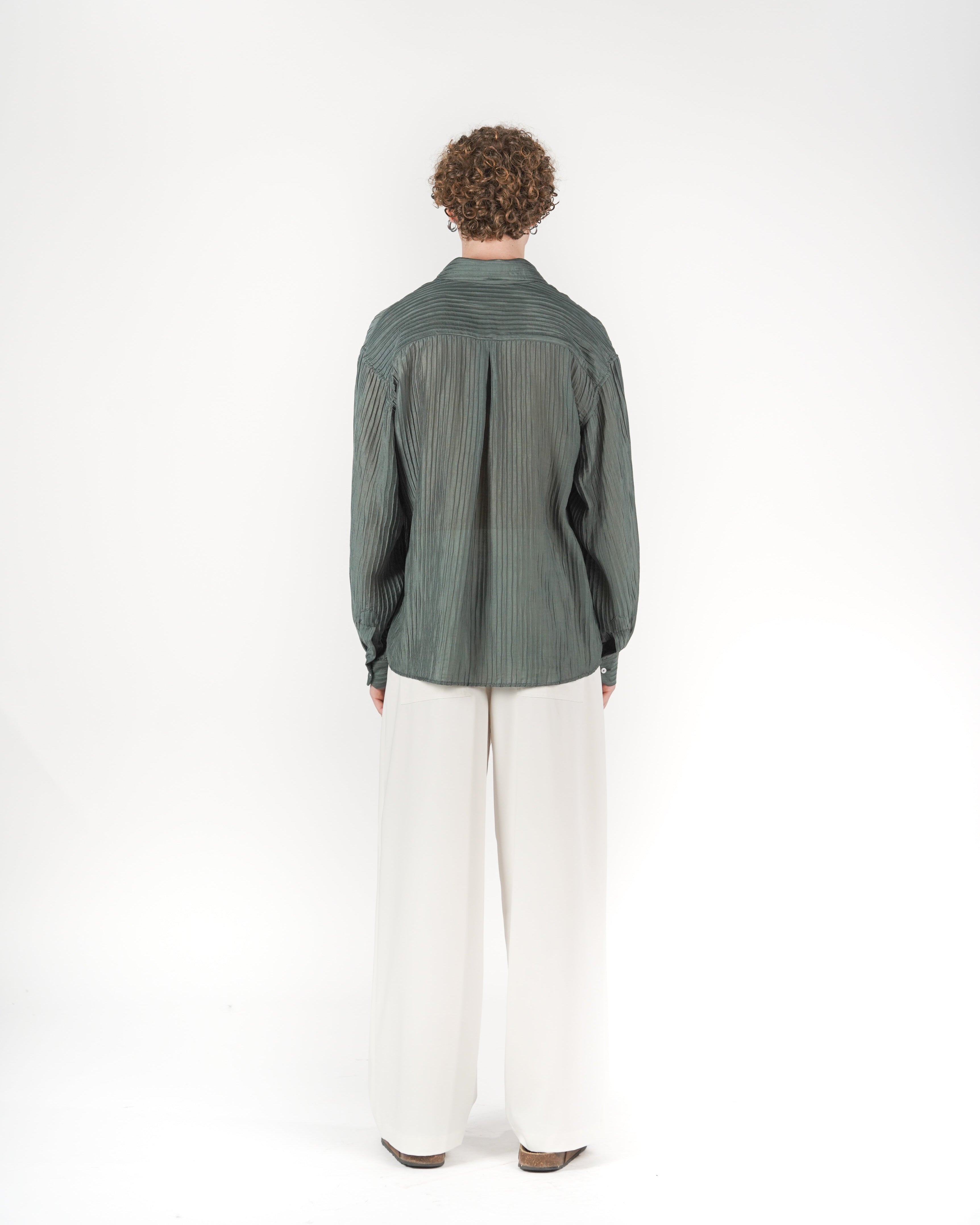 Camicia plissè verde