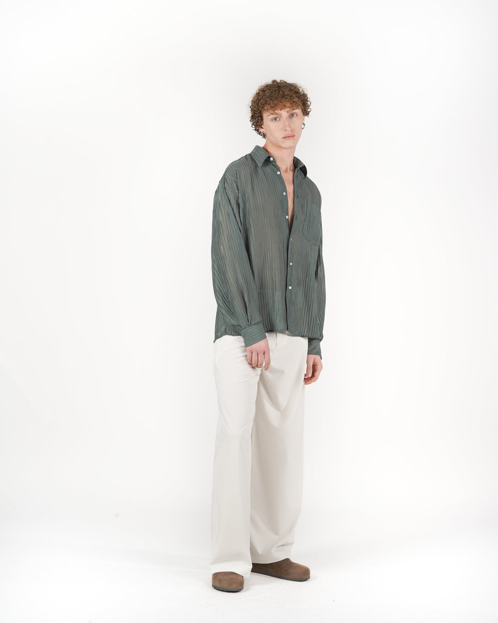 Camicia plissè verde