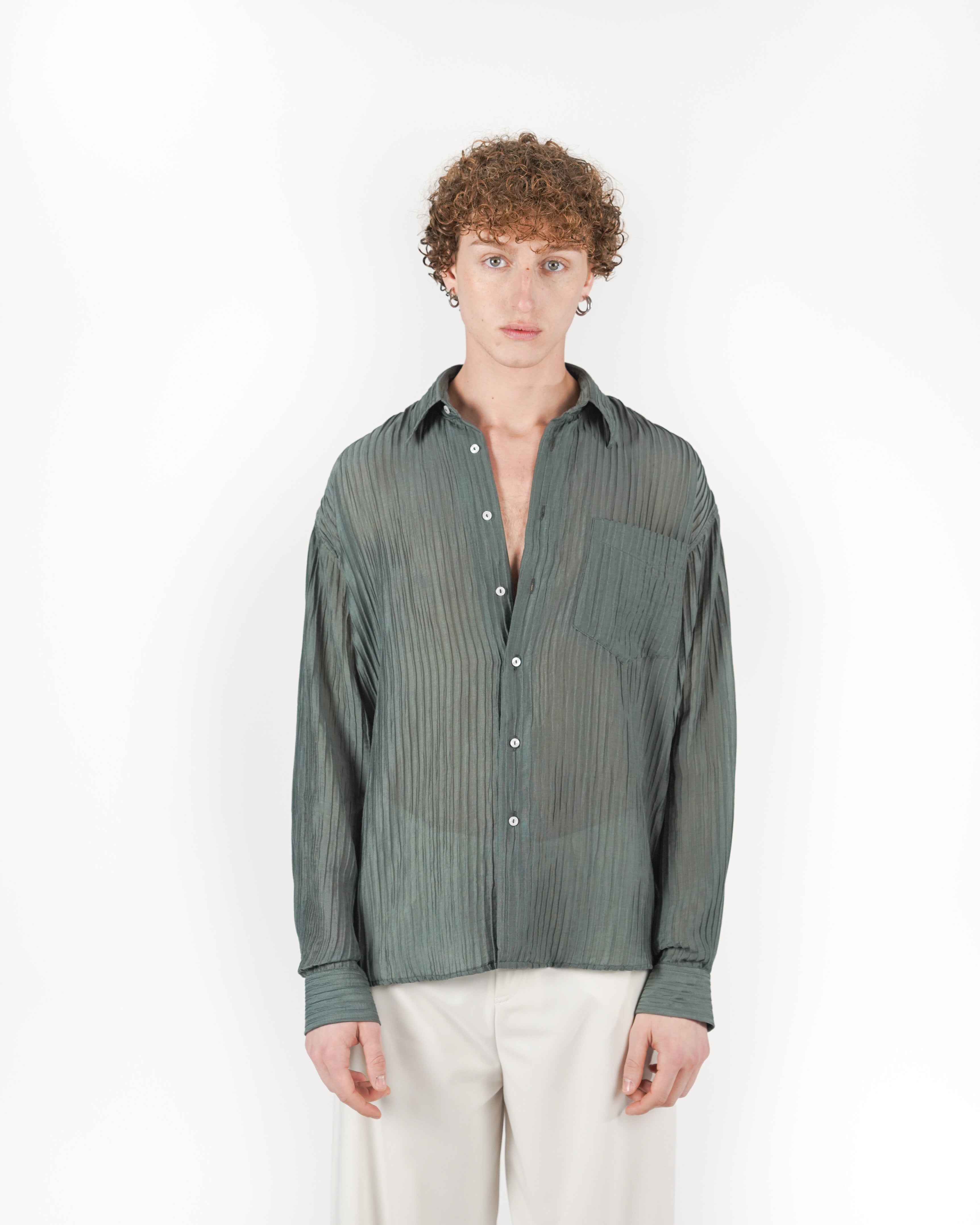 Camicia plissè verde