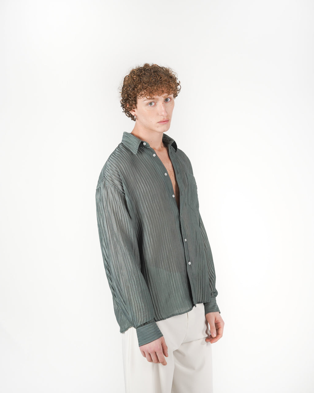 Camicia plissè verde