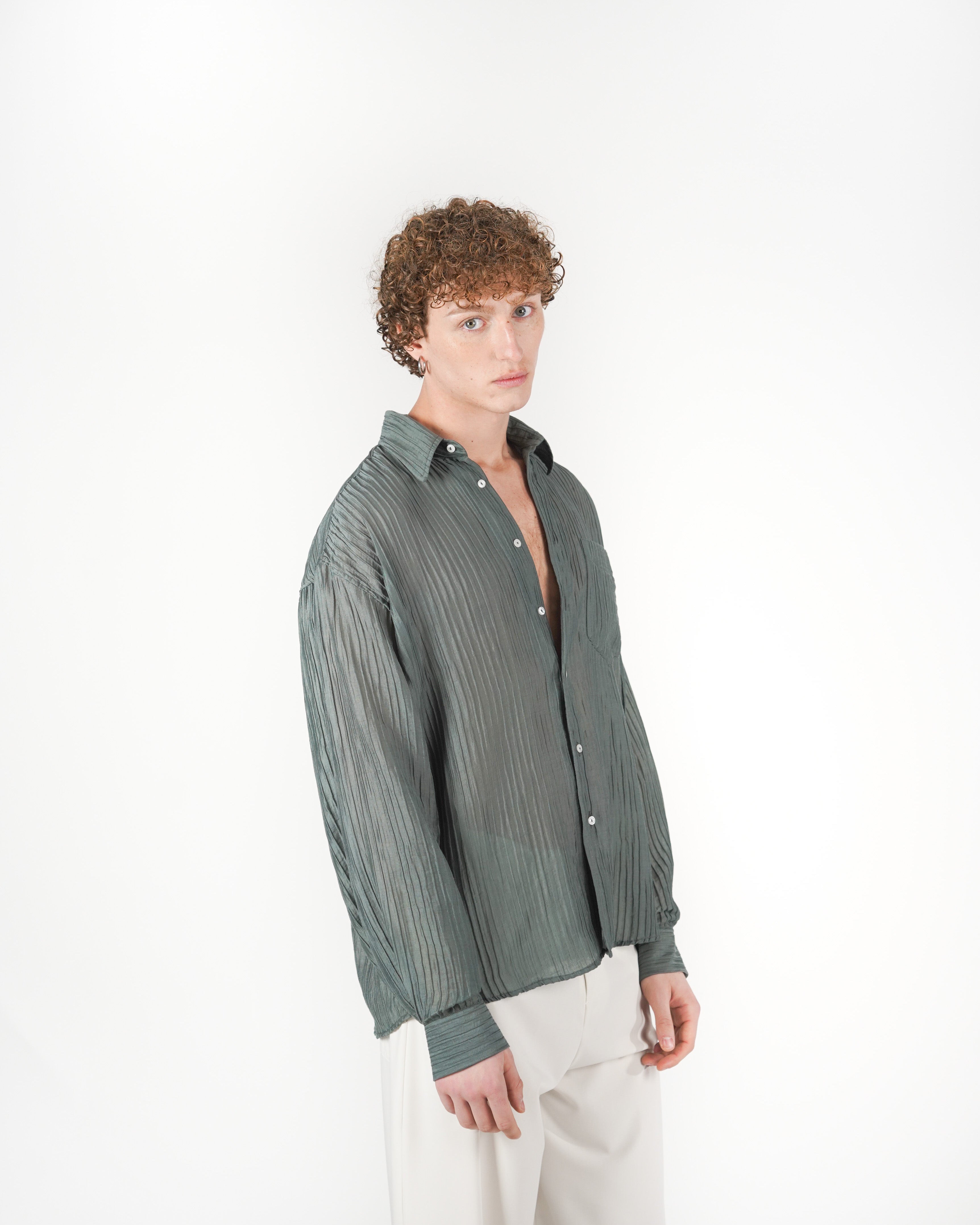 Camicia plissè verde