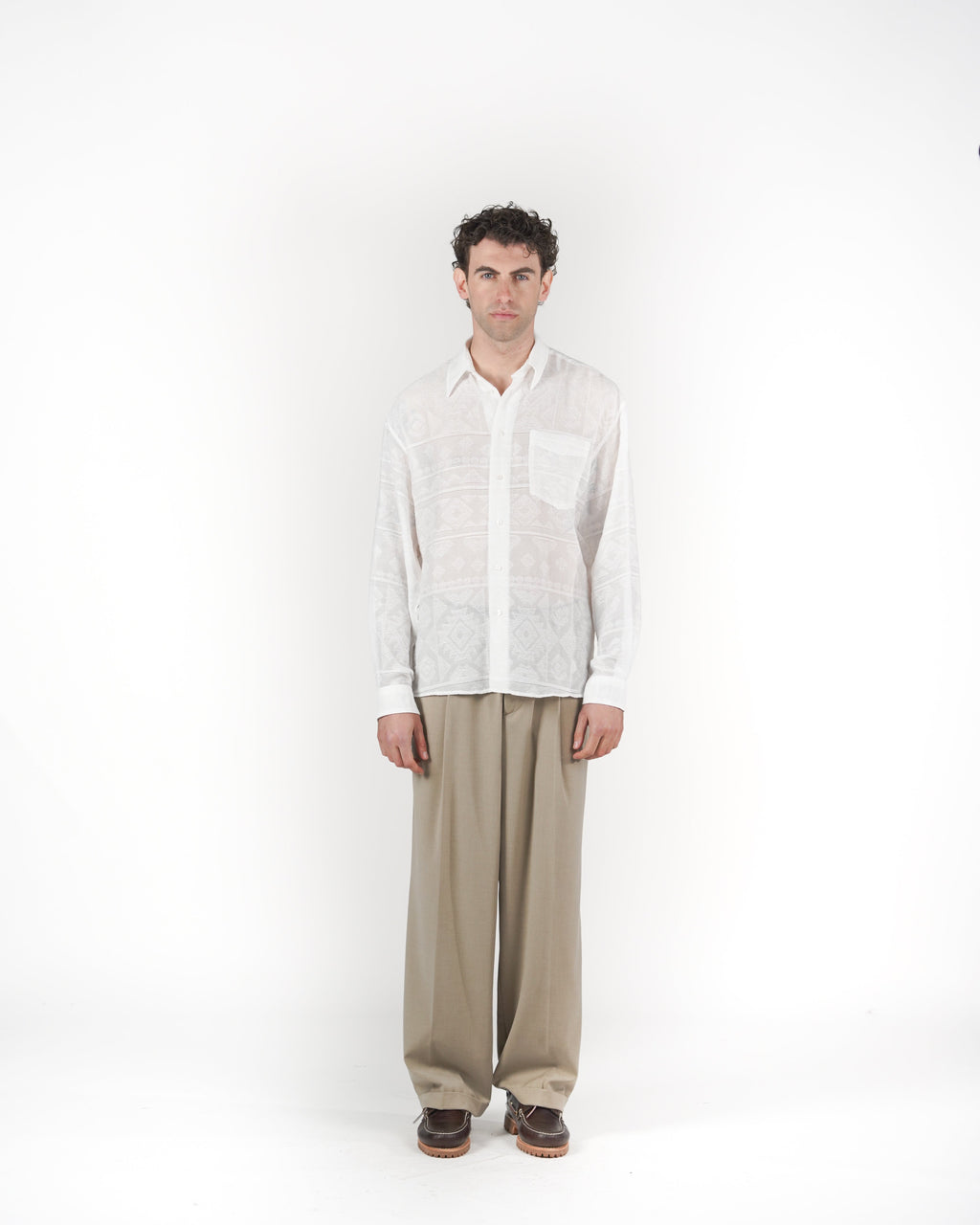 Pantalone loose fit beige