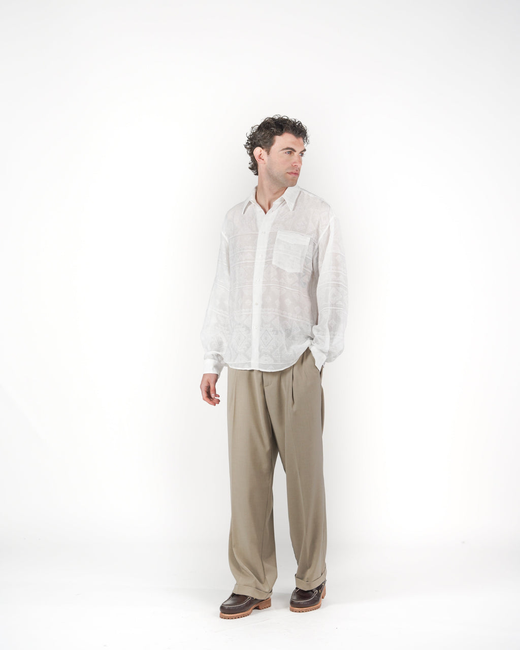 Pantalone loose fit beige