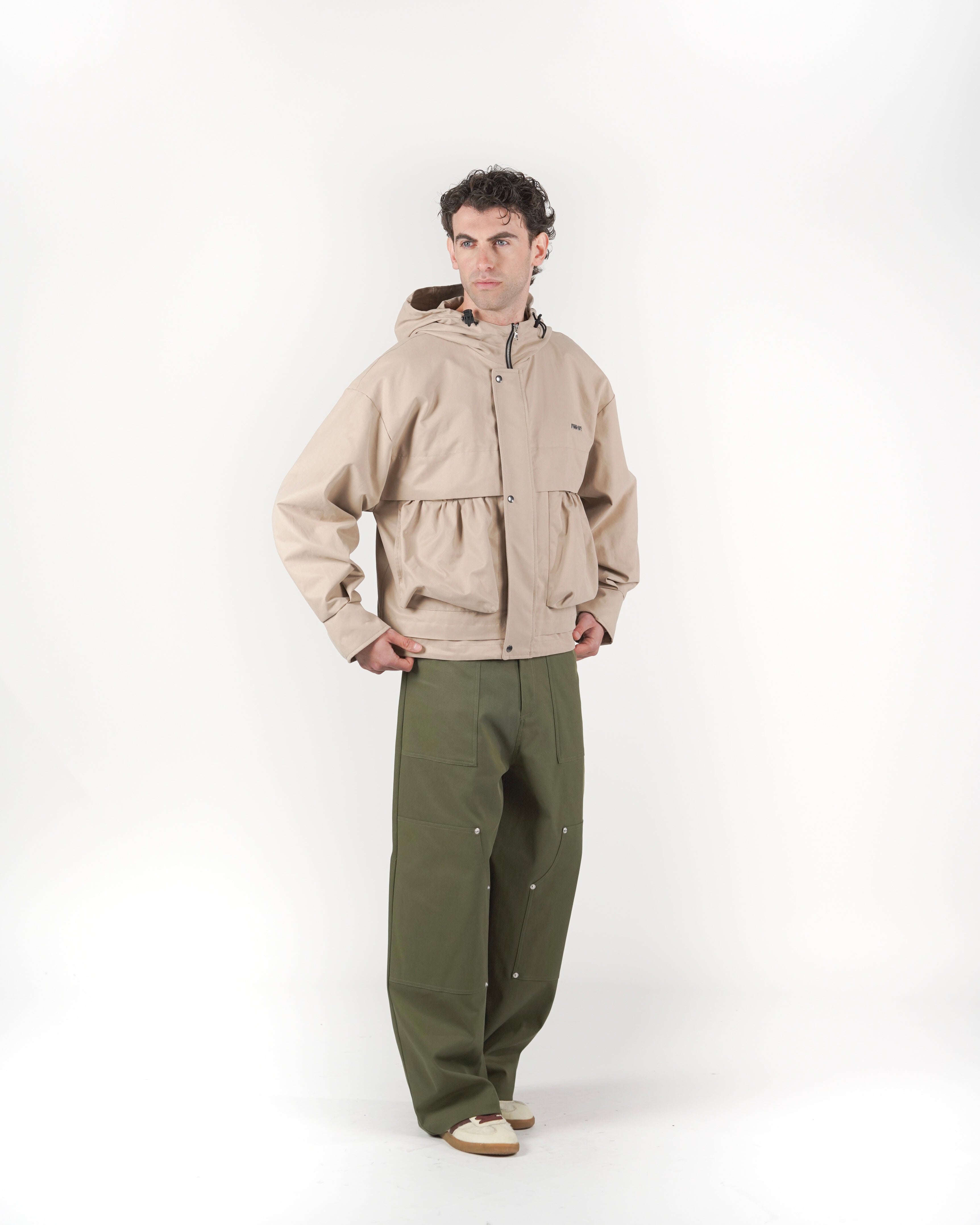 Giacca beige con cappuccio