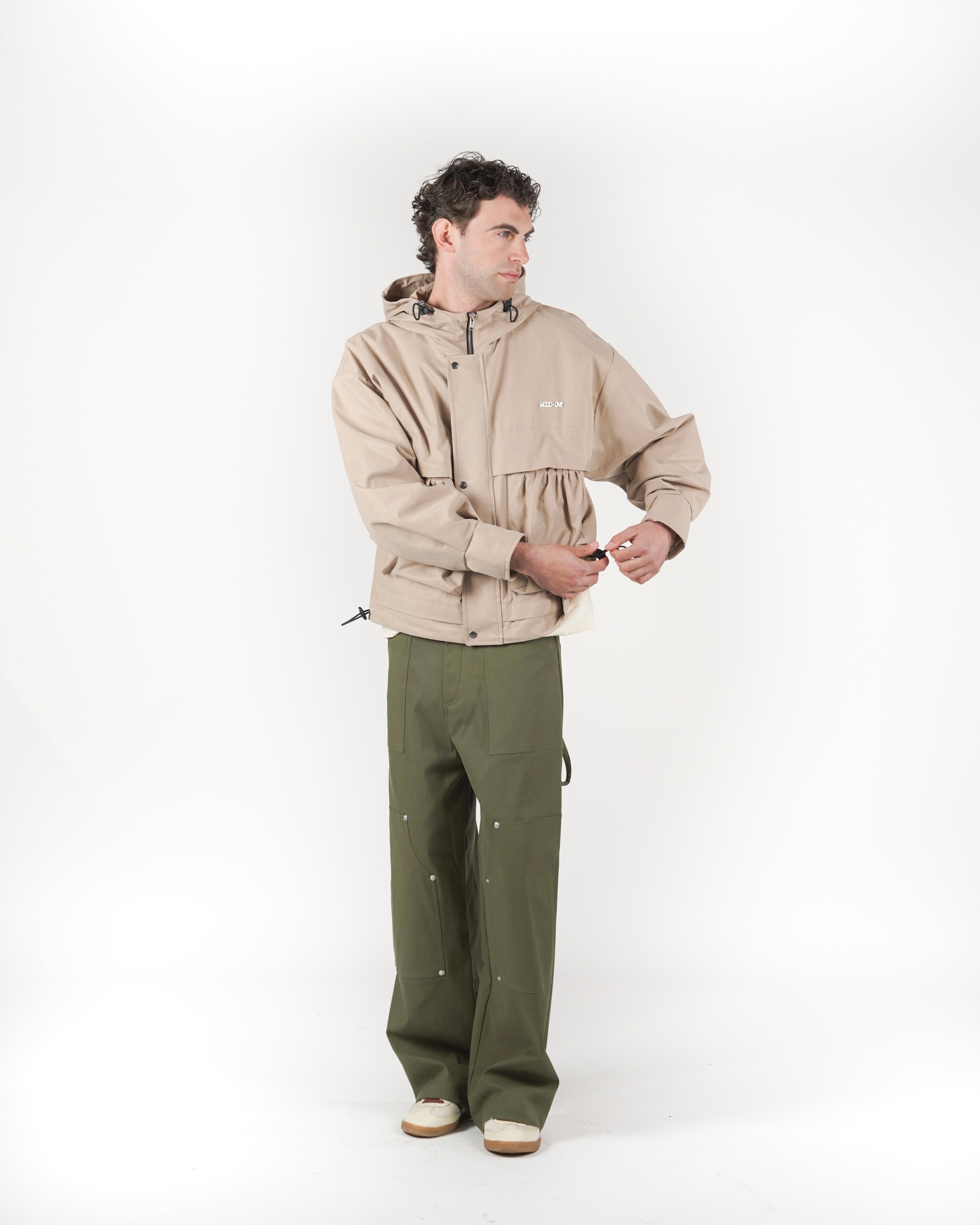 Giacca beige con cappuccio