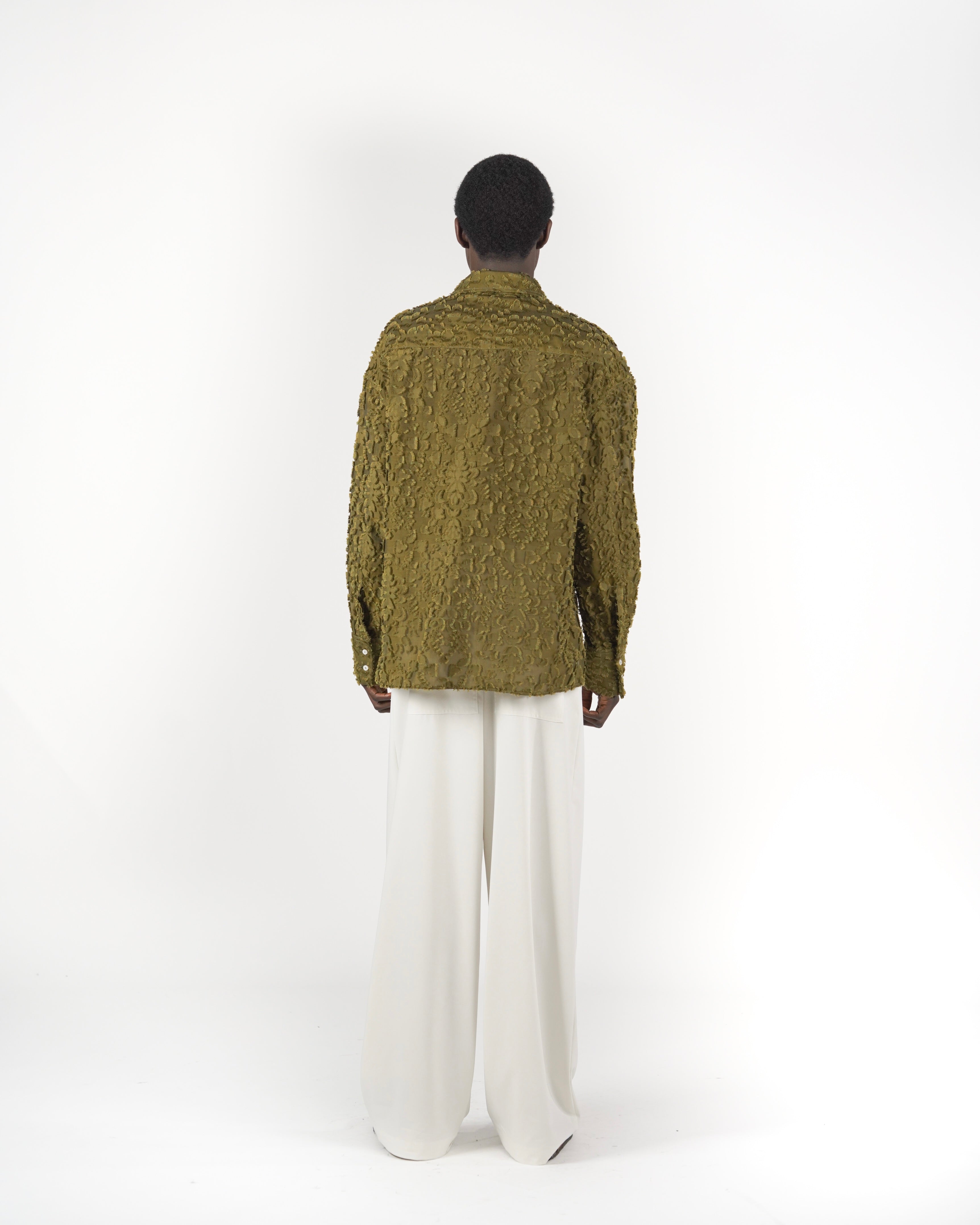 Camicia verde frangiata