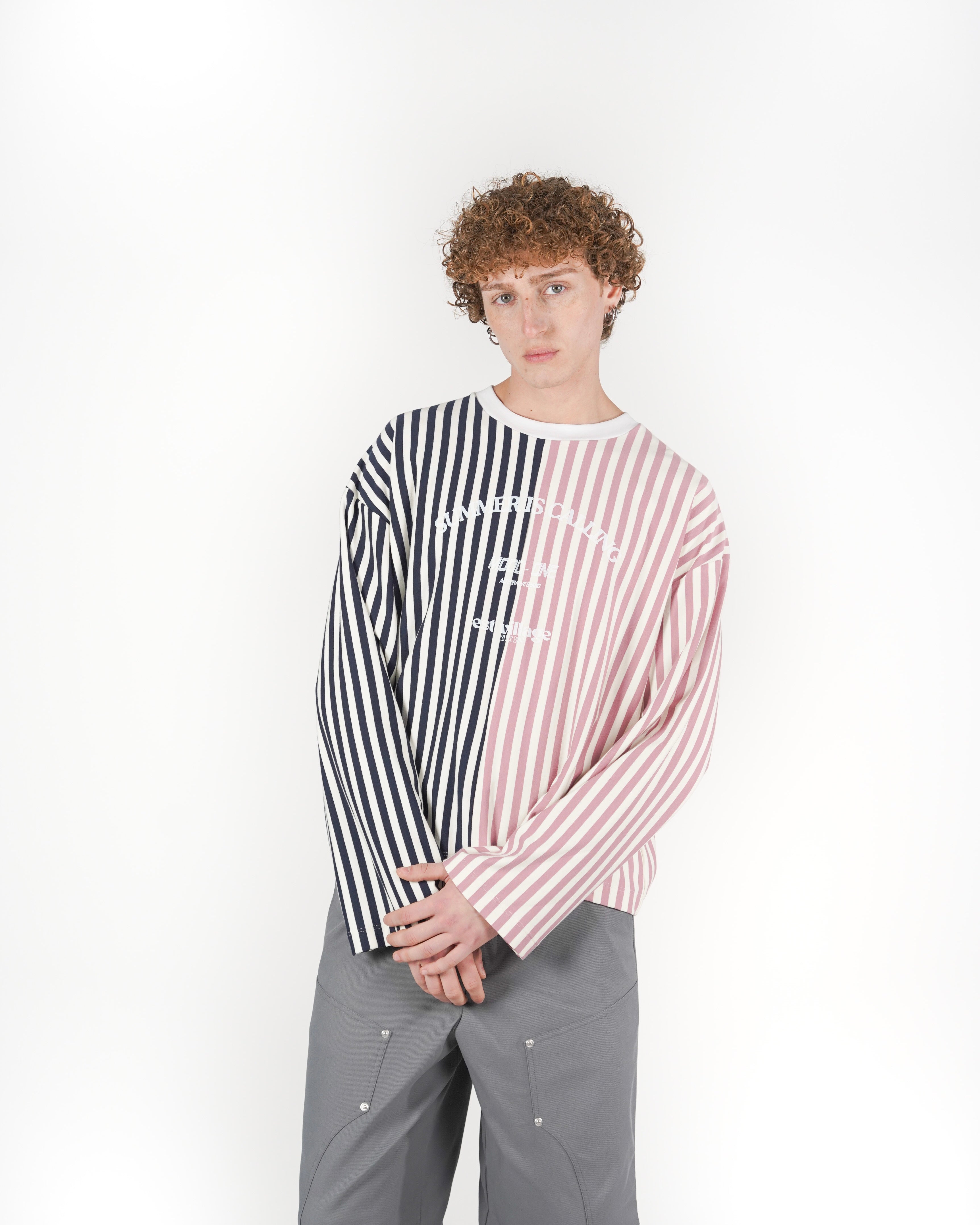 Longsleeve righe blu/rosa