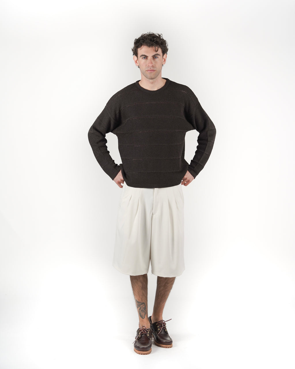 Longsleeve in maglia marrone