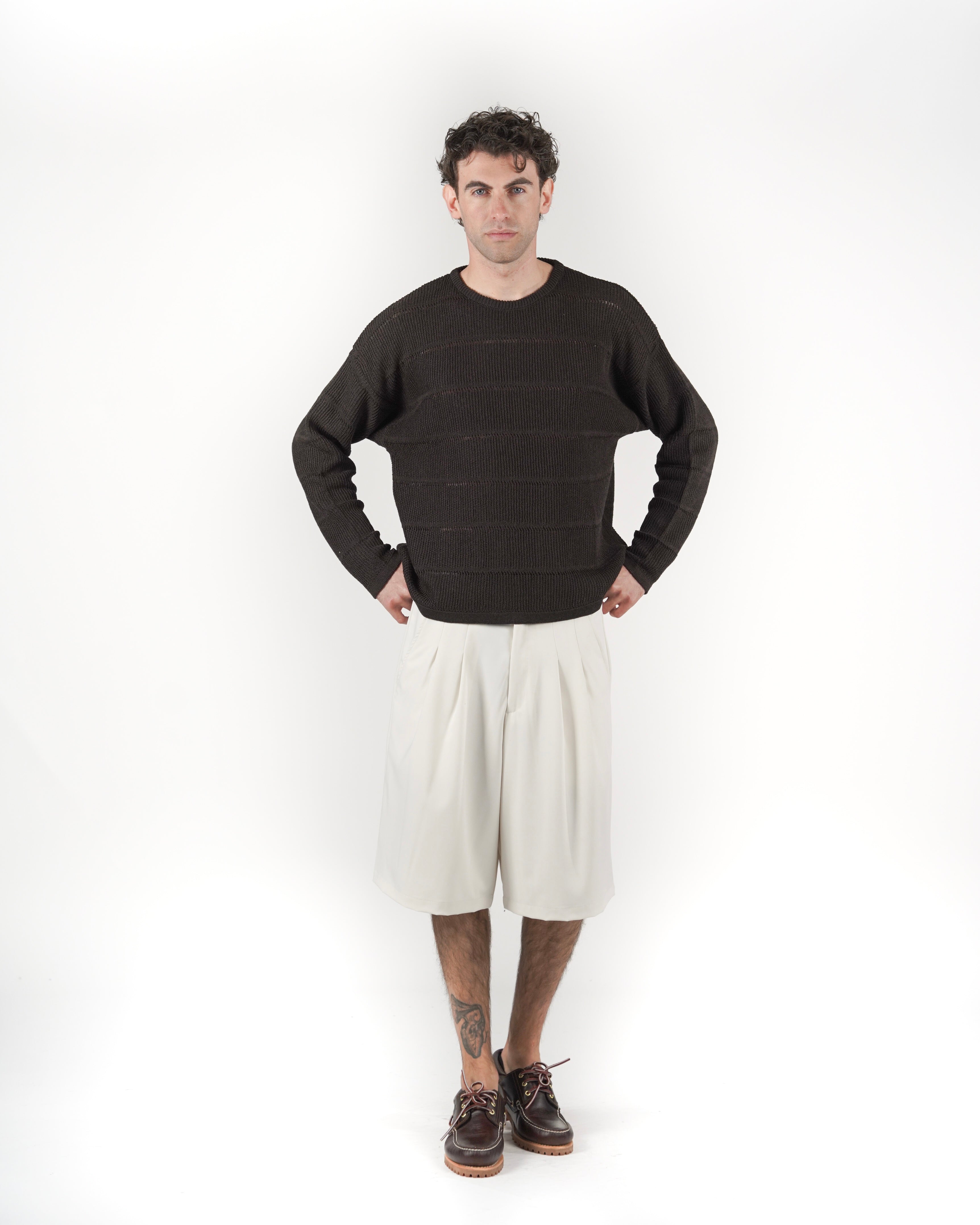 Longsleeve in maglia marrone