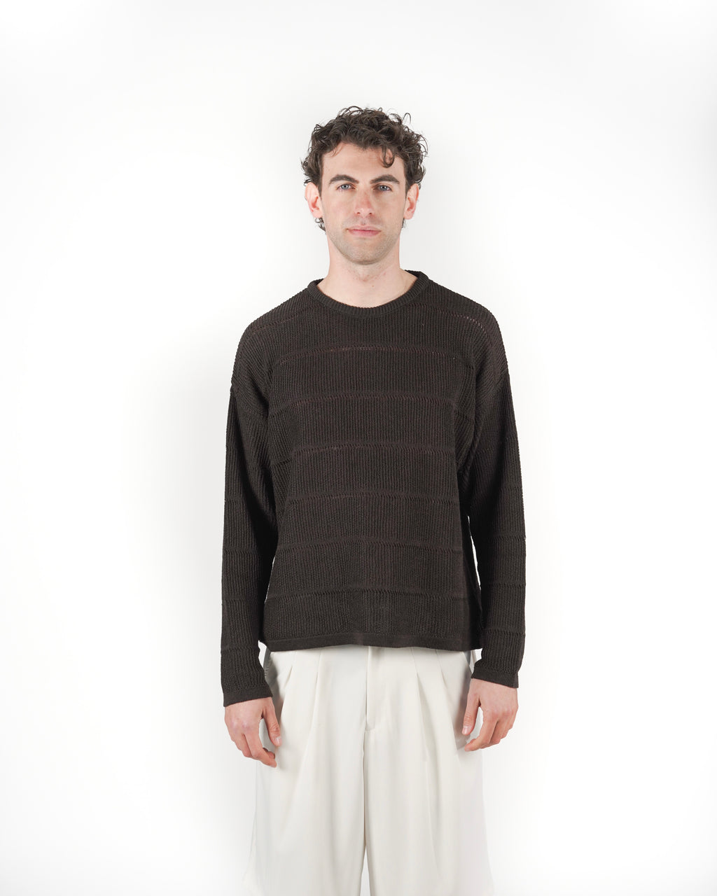 Longsleeve in maglia marrone
