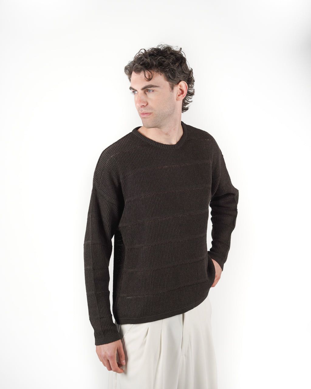 Longsleeve in maglia marrone