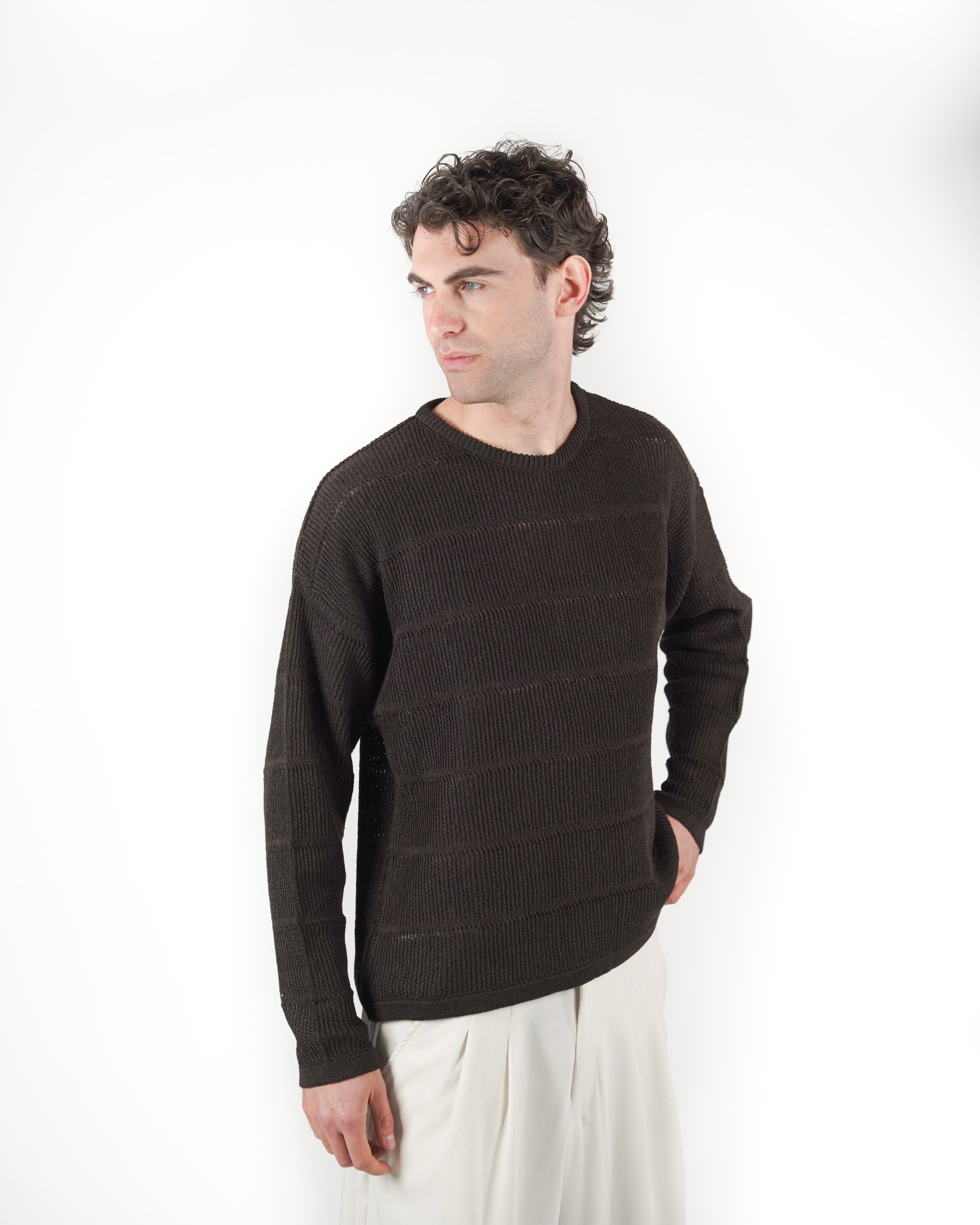 Longsleeve in maglia marrone