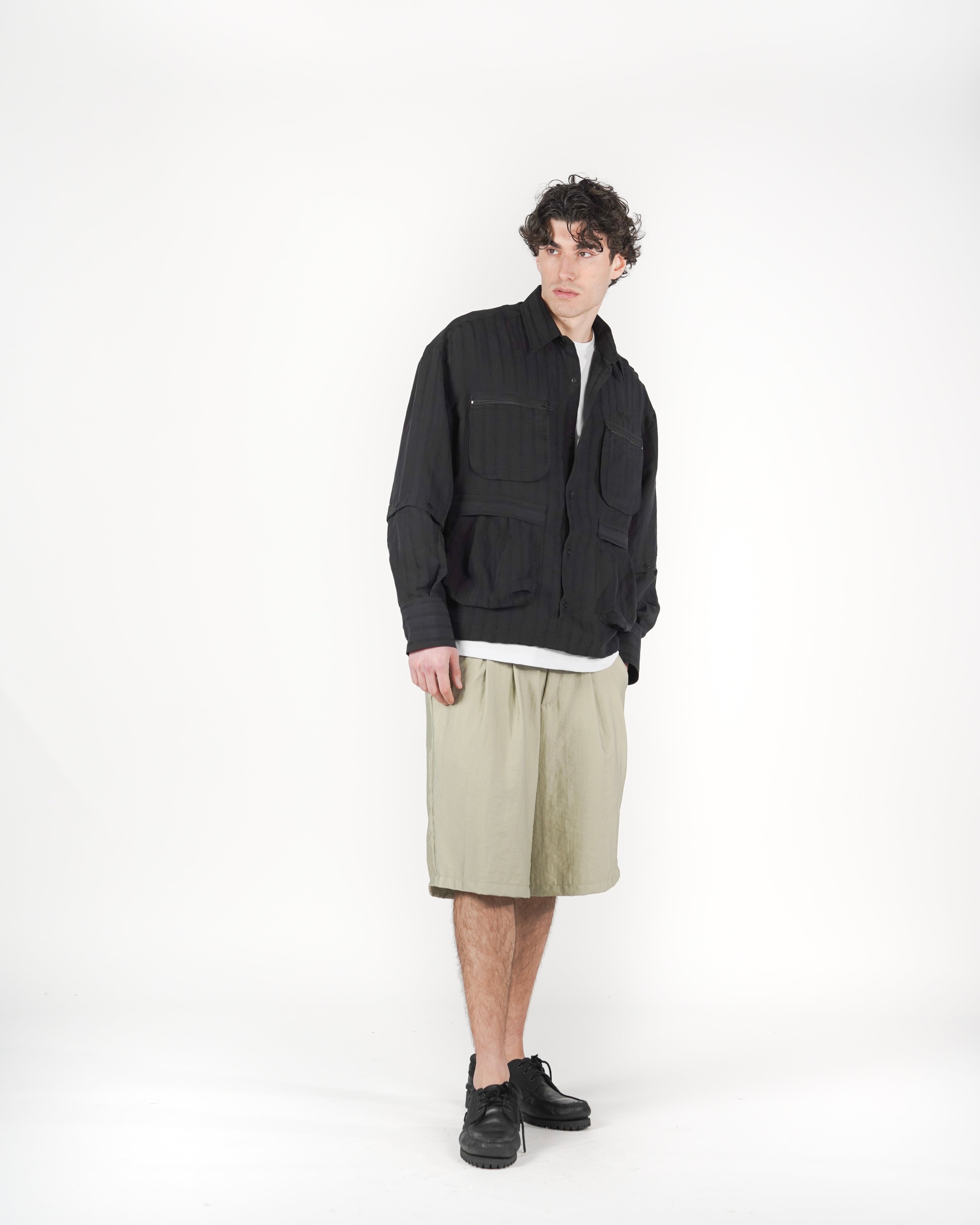 Camicia 2IN1 gessato nero