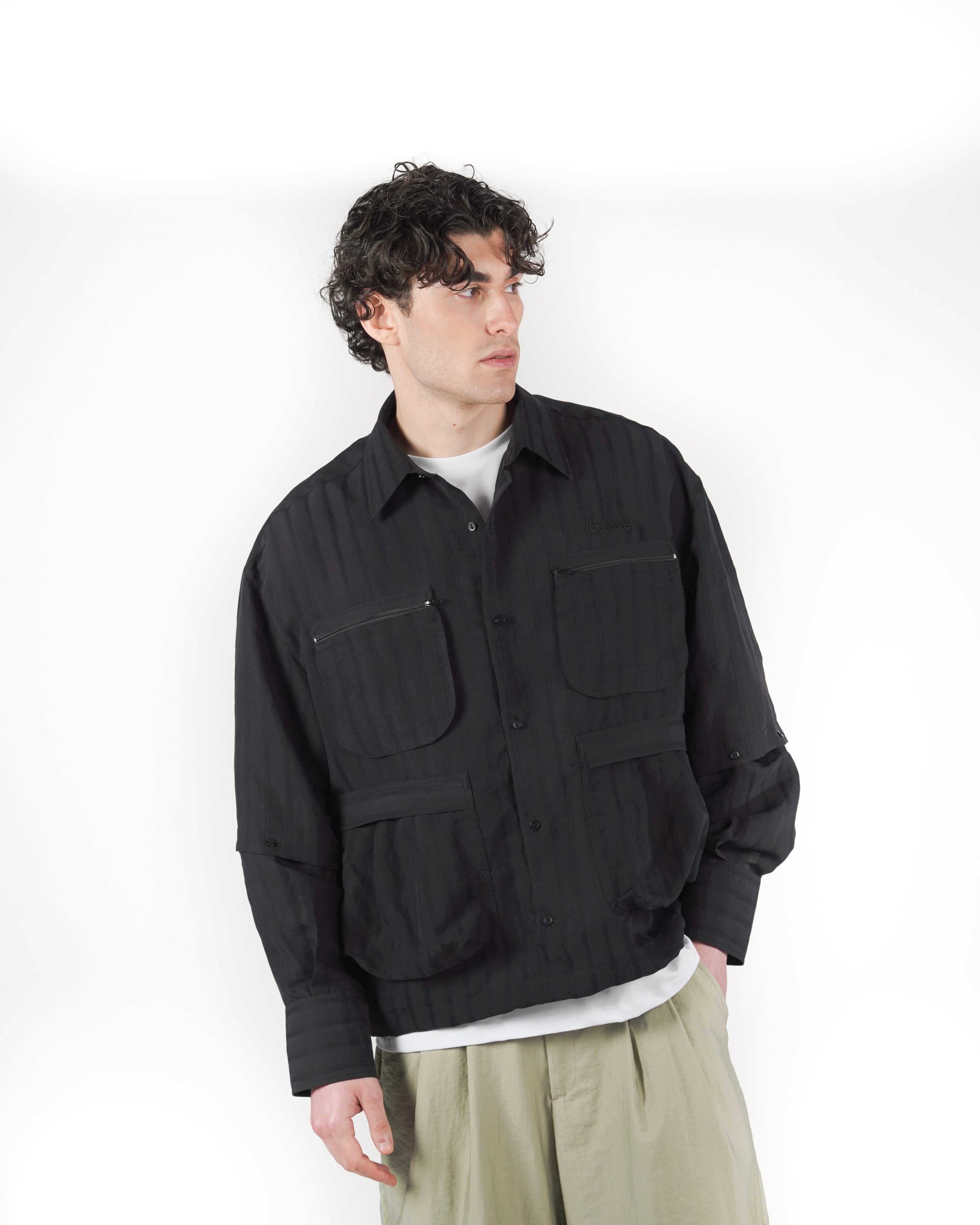 Camicia 2IN1 gessato nero