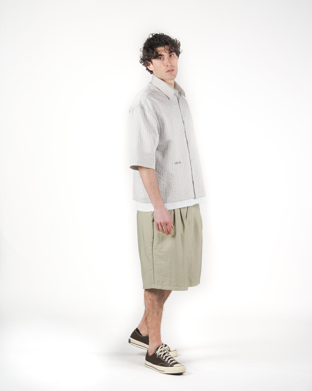 Camicia boxy M/C grigia