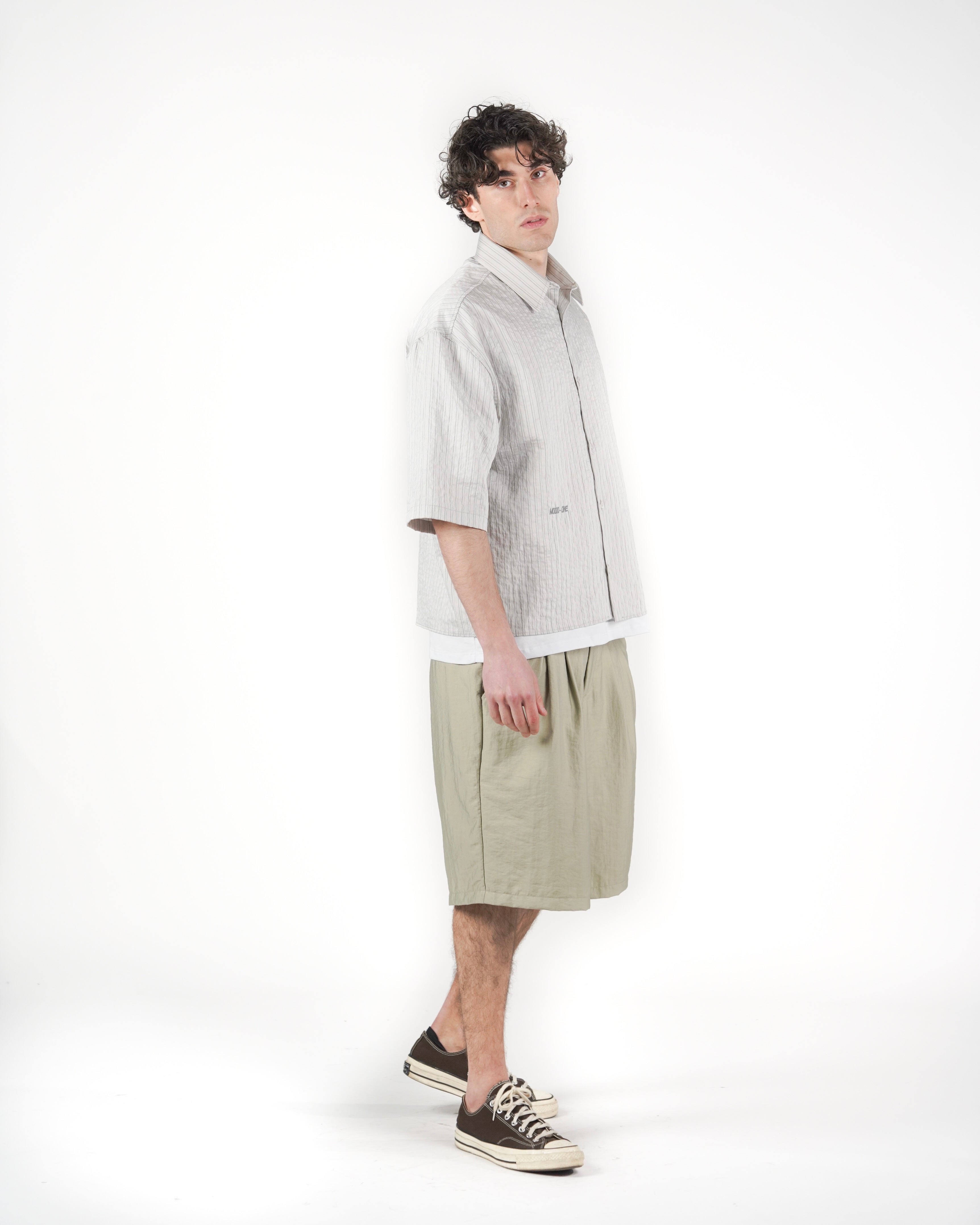Camicia boxy M/C grigia