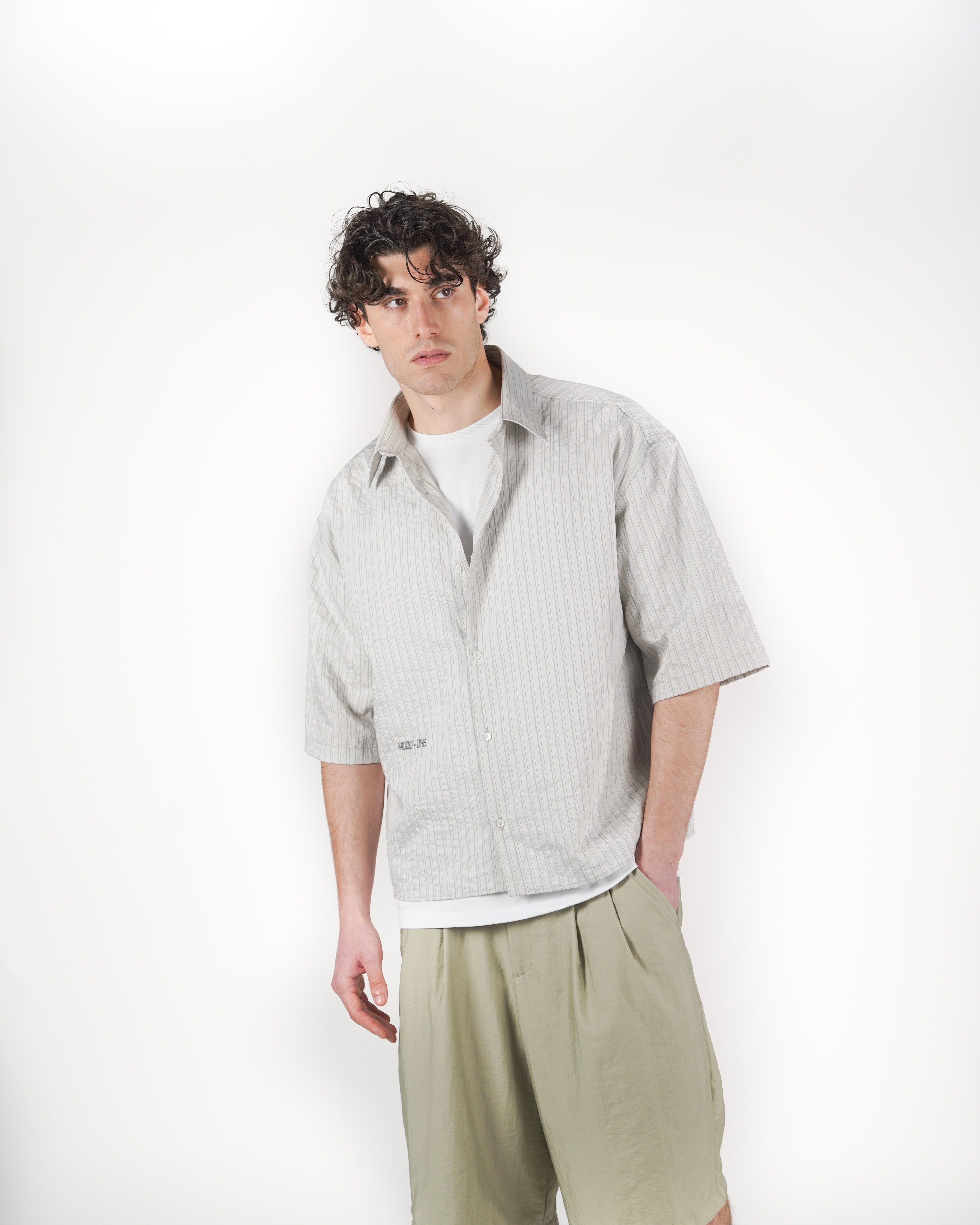 Camicia boxy M/C grigia