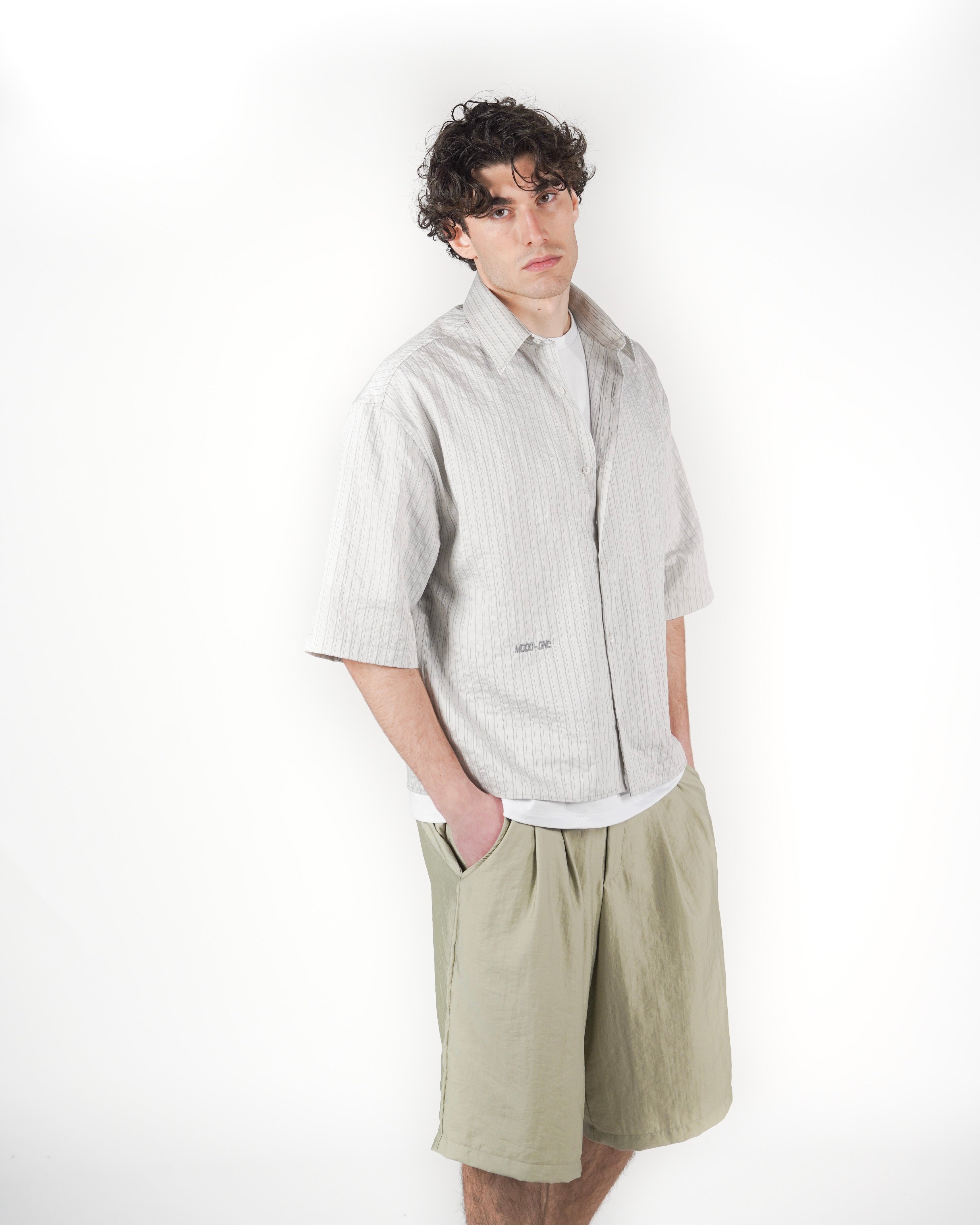Camicia boxy M/C grigia