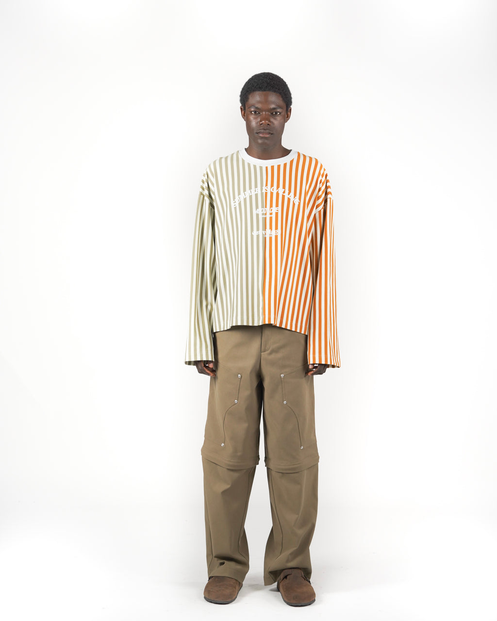 Longsleeve righe Arancio/verde