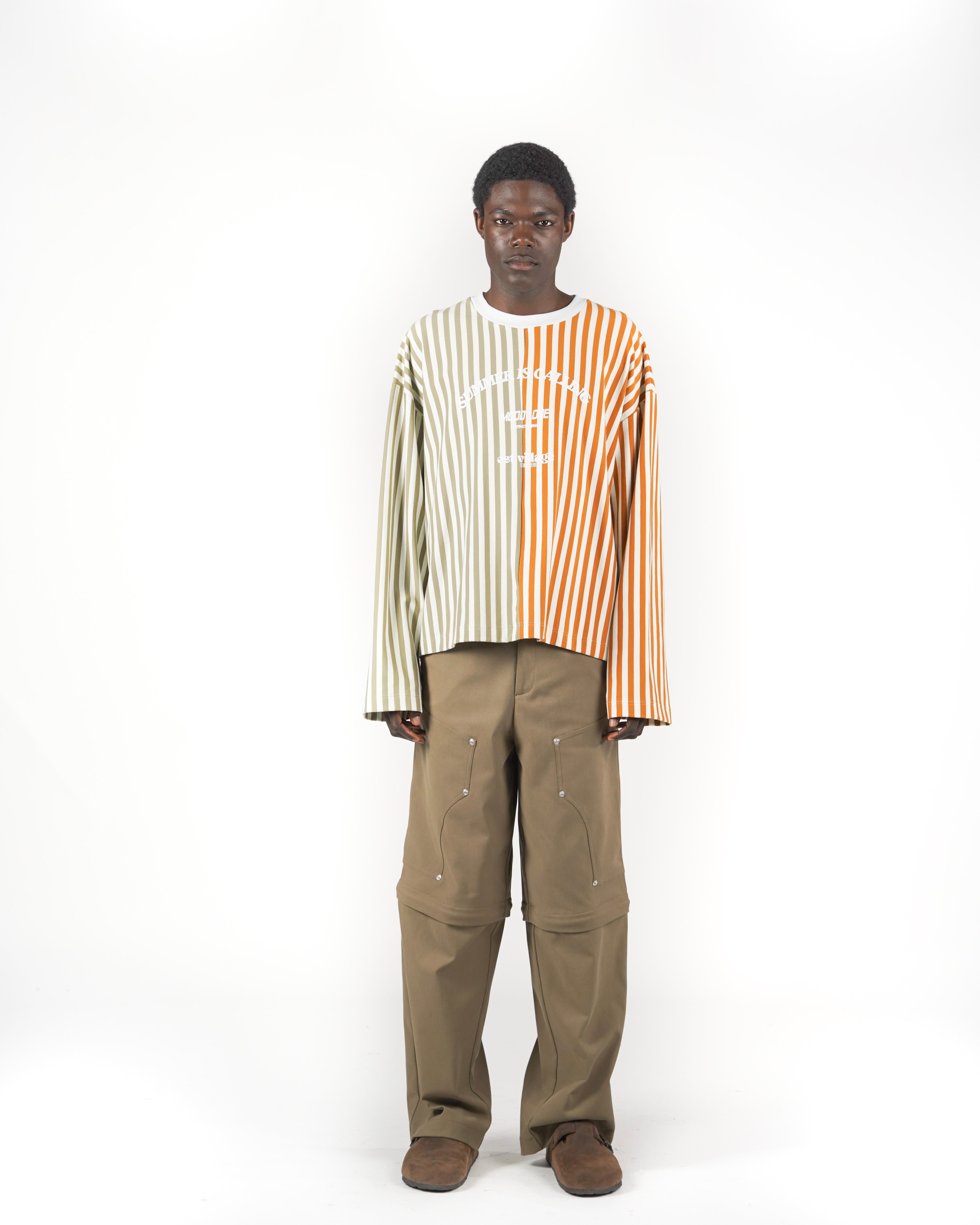 Longsleeve righe Arancio/verde