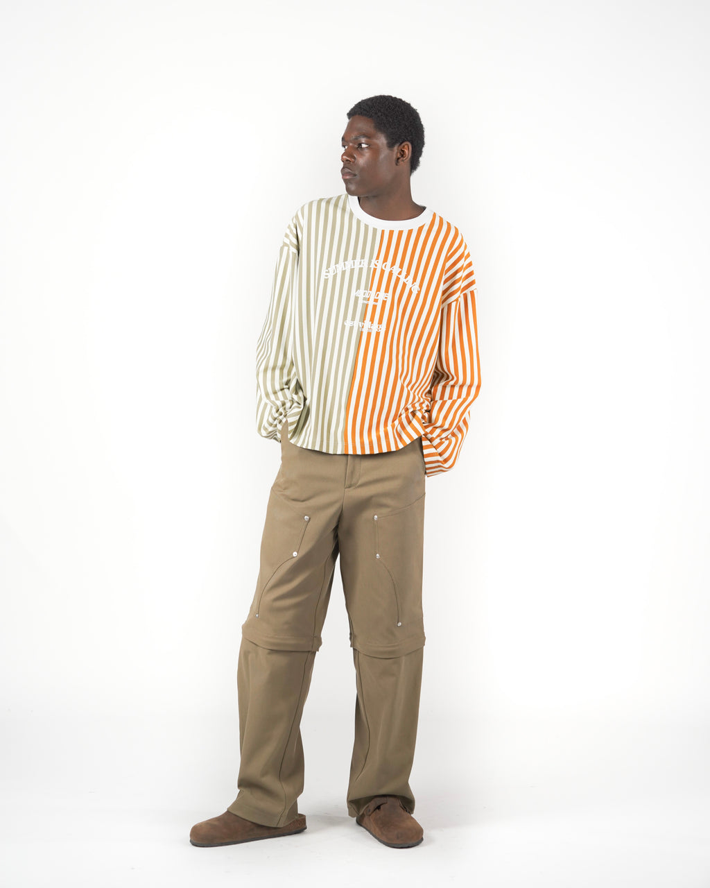 Longsleeve righe Arancio/verde