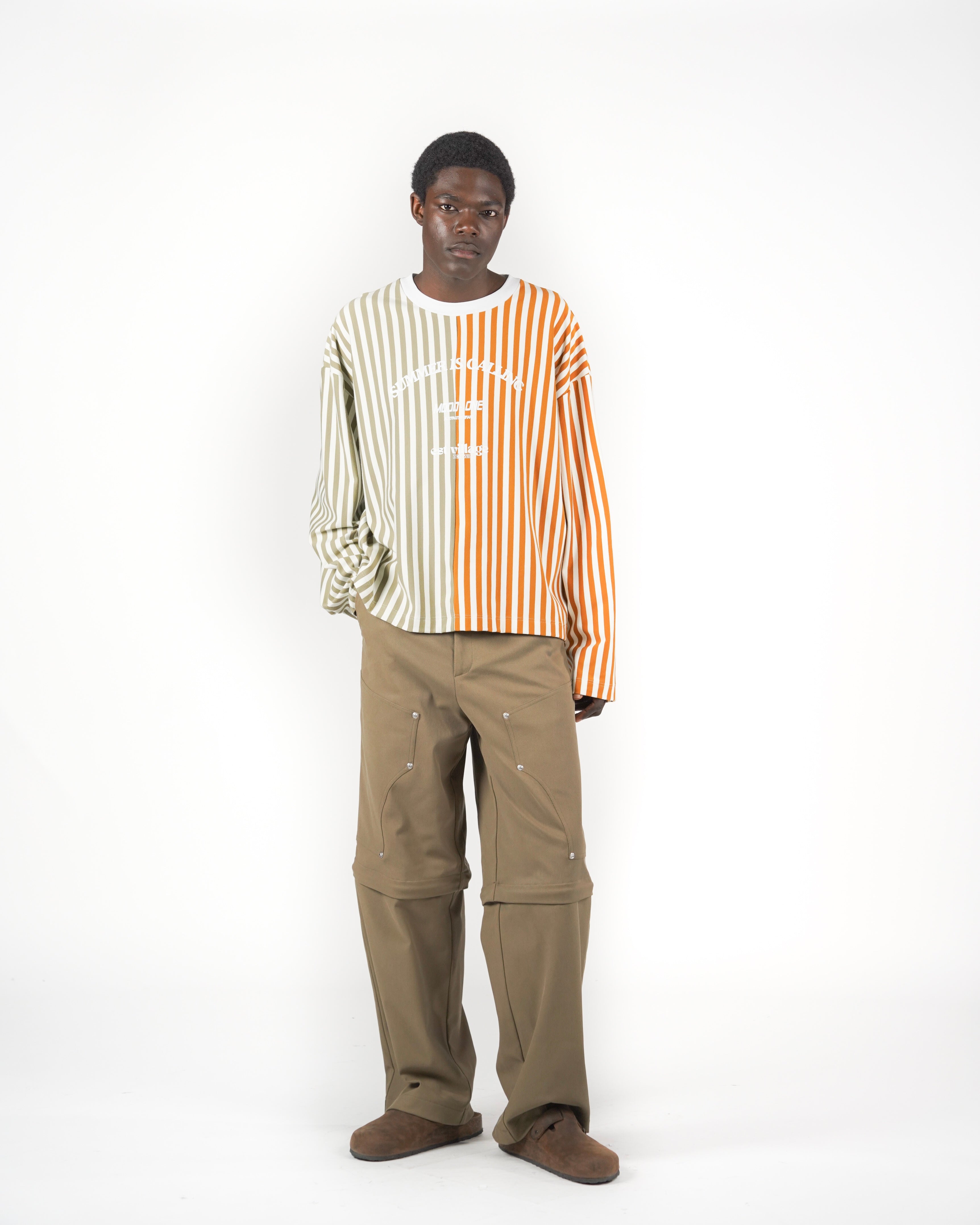Longsleeve righe Arancio/verde