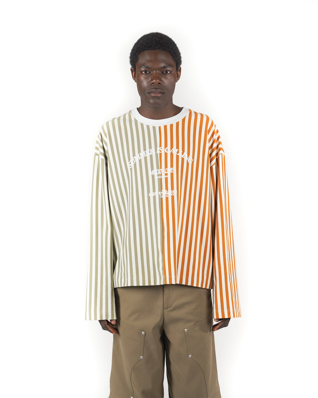 Longsleeve righe Arancio/verde
