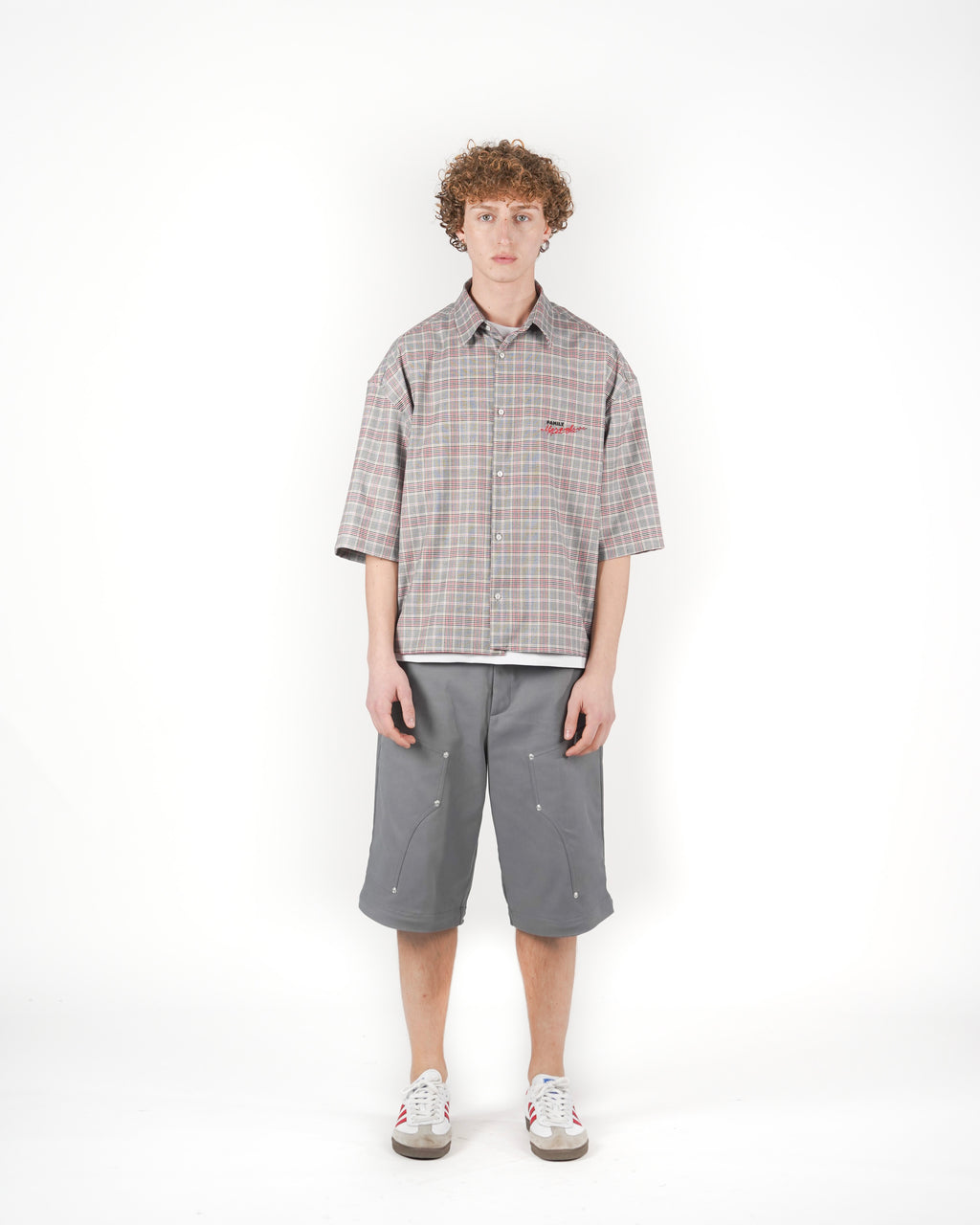 Camicia tartan M/C grigio