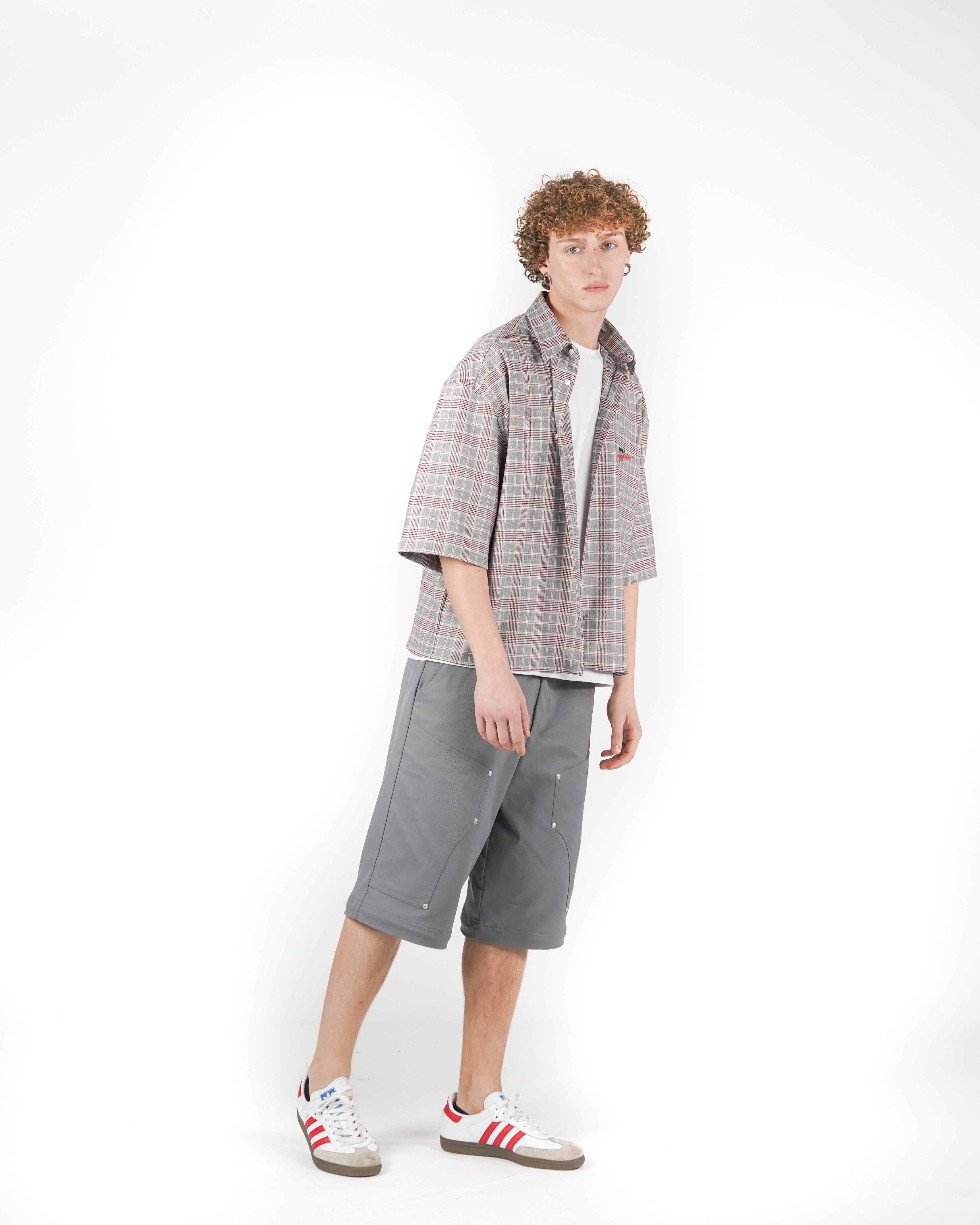 Camicia tartan M/C grigio