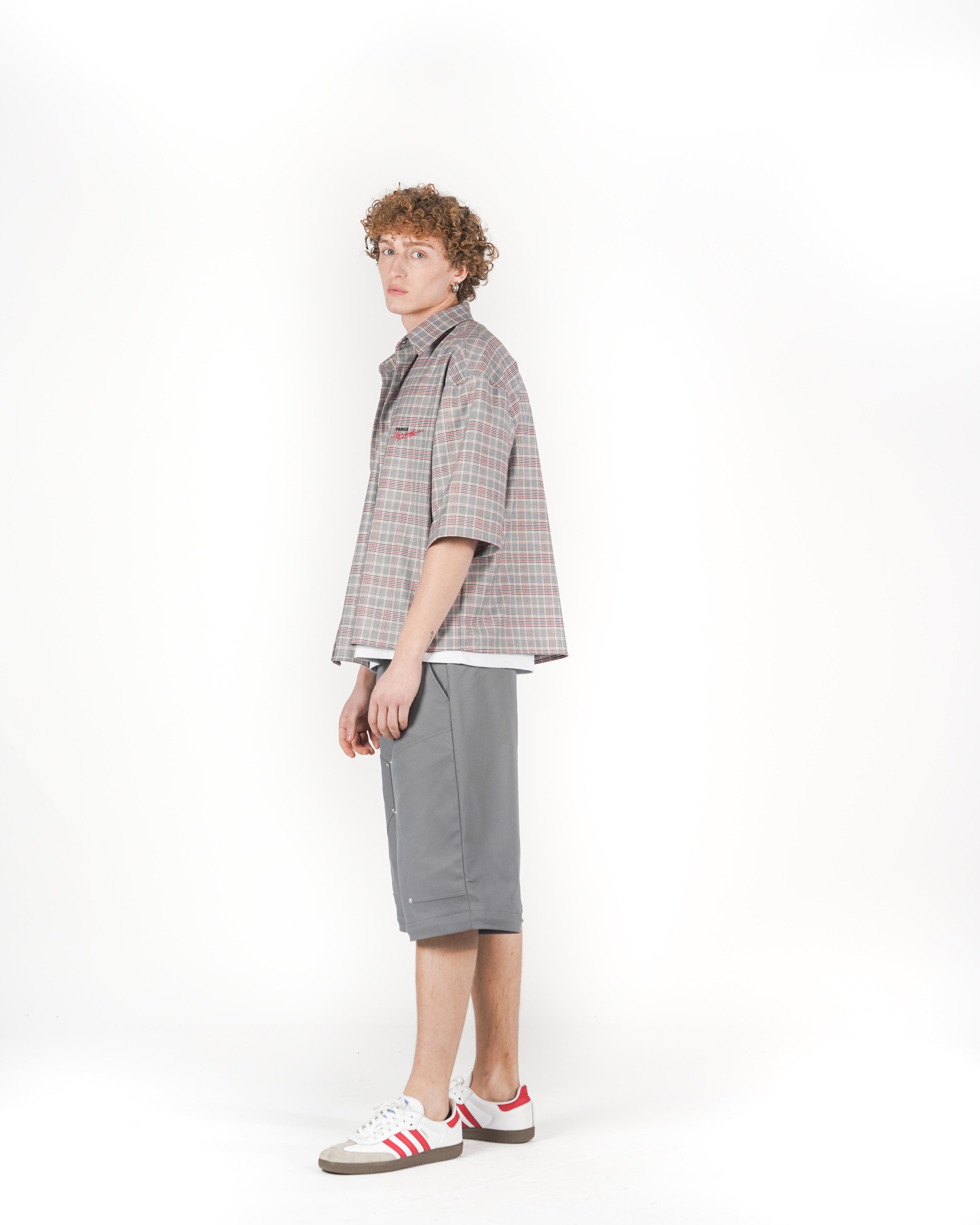 Camicia tartan M/C grigio