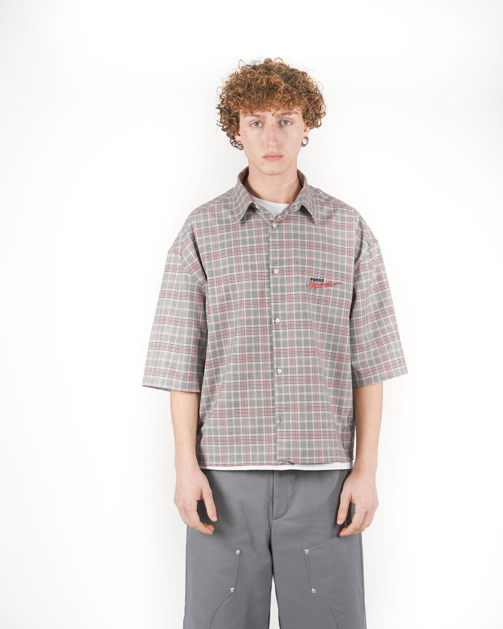 Camicia tartan M/C grigio