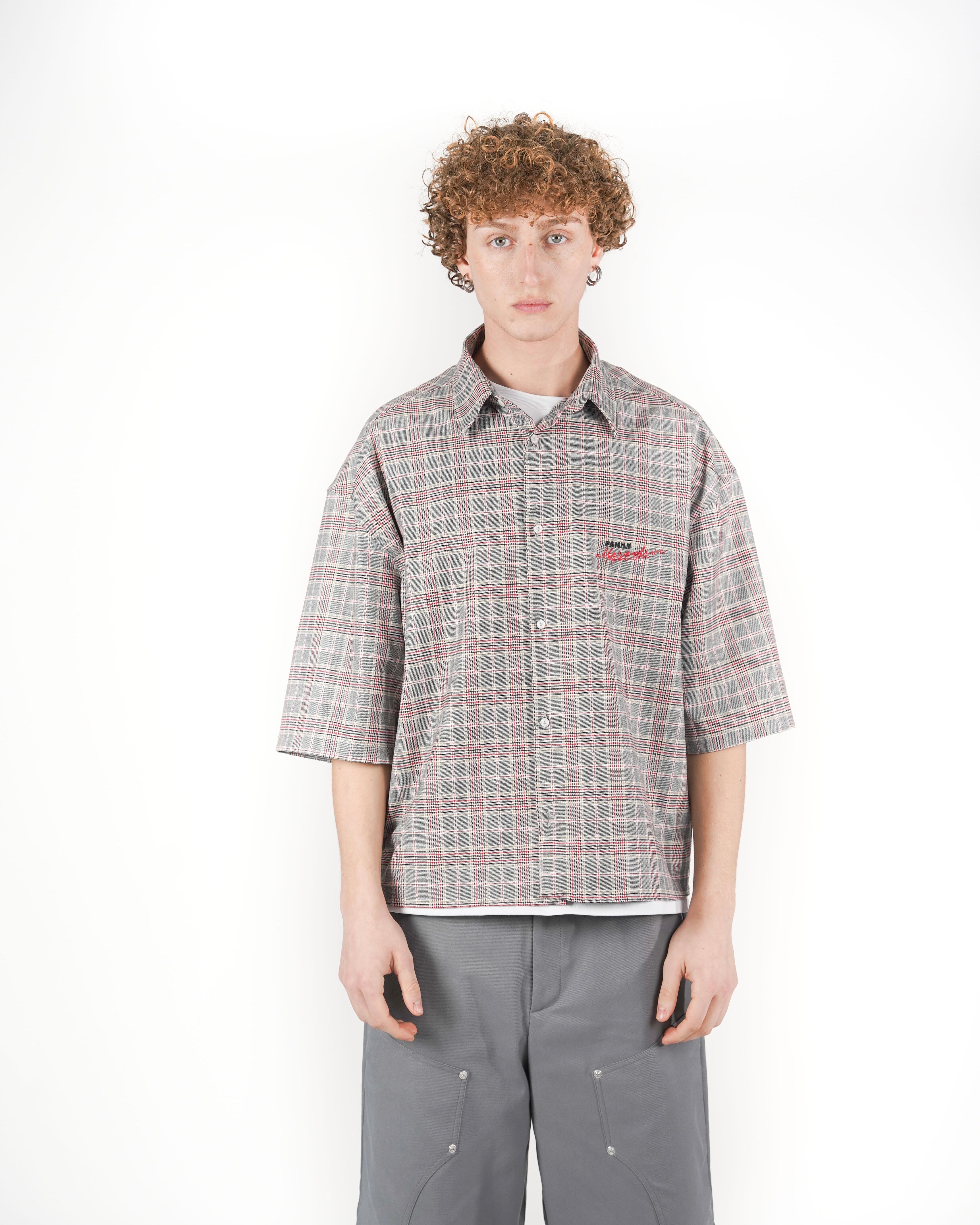 Camicia tartan M/C grigio